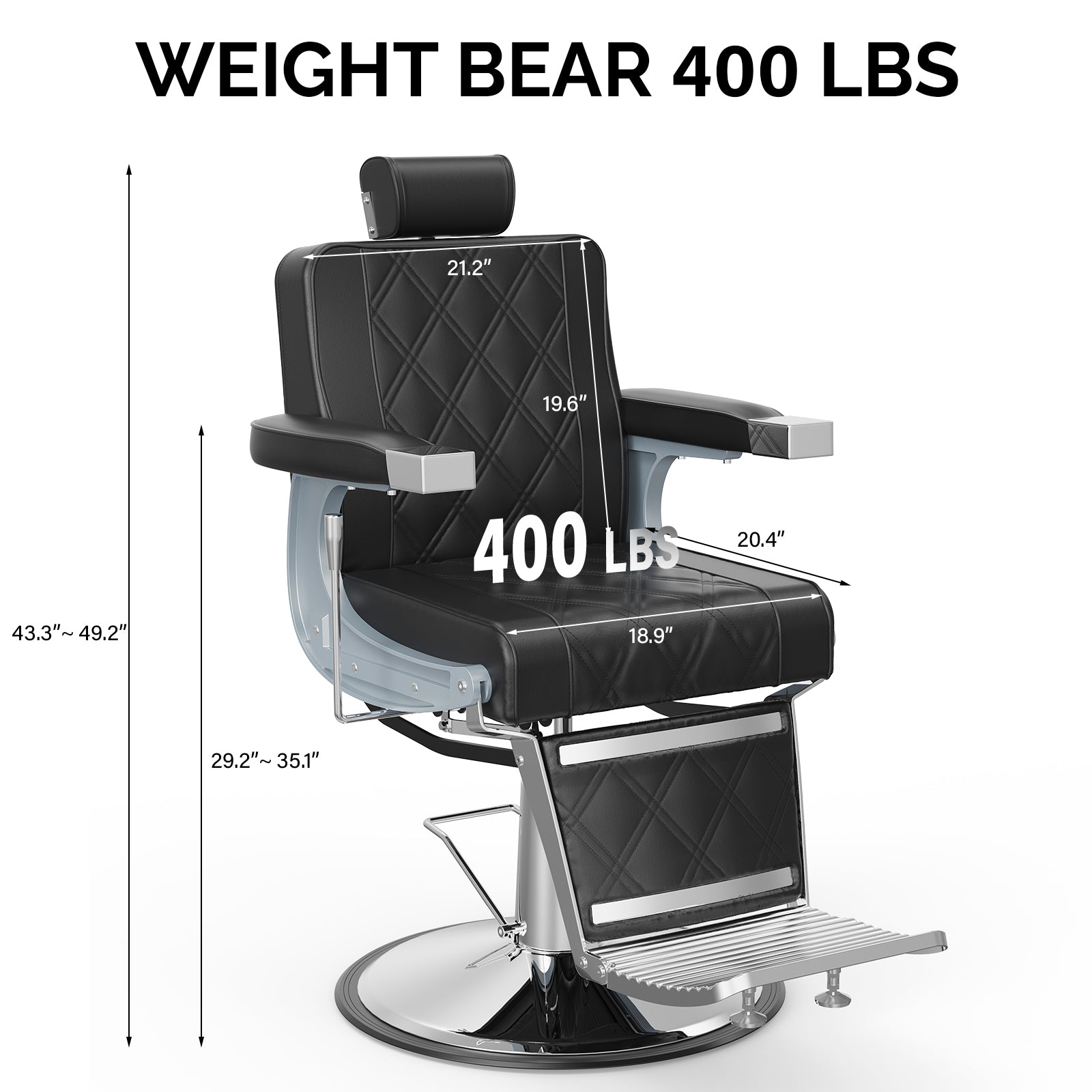 OmySalon BC1402 Modern Style Heavy Duty Hydraulic Recline Barber Chair