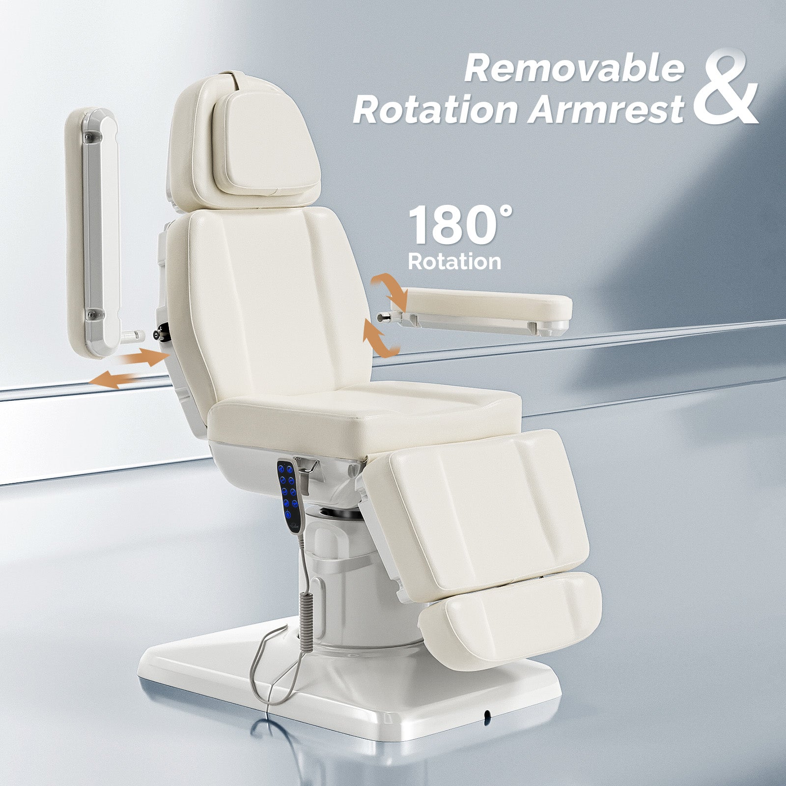 OmySalon LBT3 73in Multi-function 120° Rotation Electric Remote One-touch Operate 3 Motors Facial Massage Bed