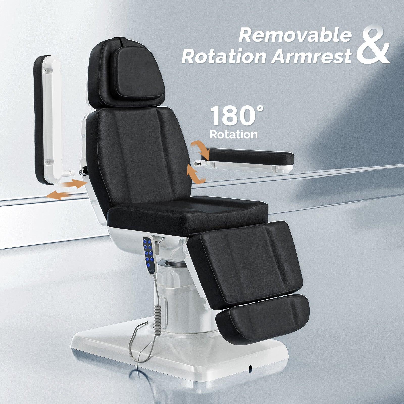 OmySalon LBT3 73in Multi-function 120° Rotation Electric Remote One-touch Operate 3 Motors Facial Massage Bed