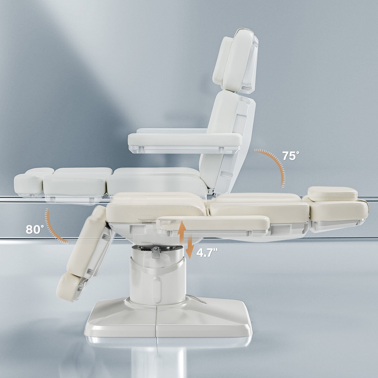 OmySalon LBT3 73in Multi-function 120° Rotation Electric Remote One-touch Operate 3 Motors Facial Massage Bed