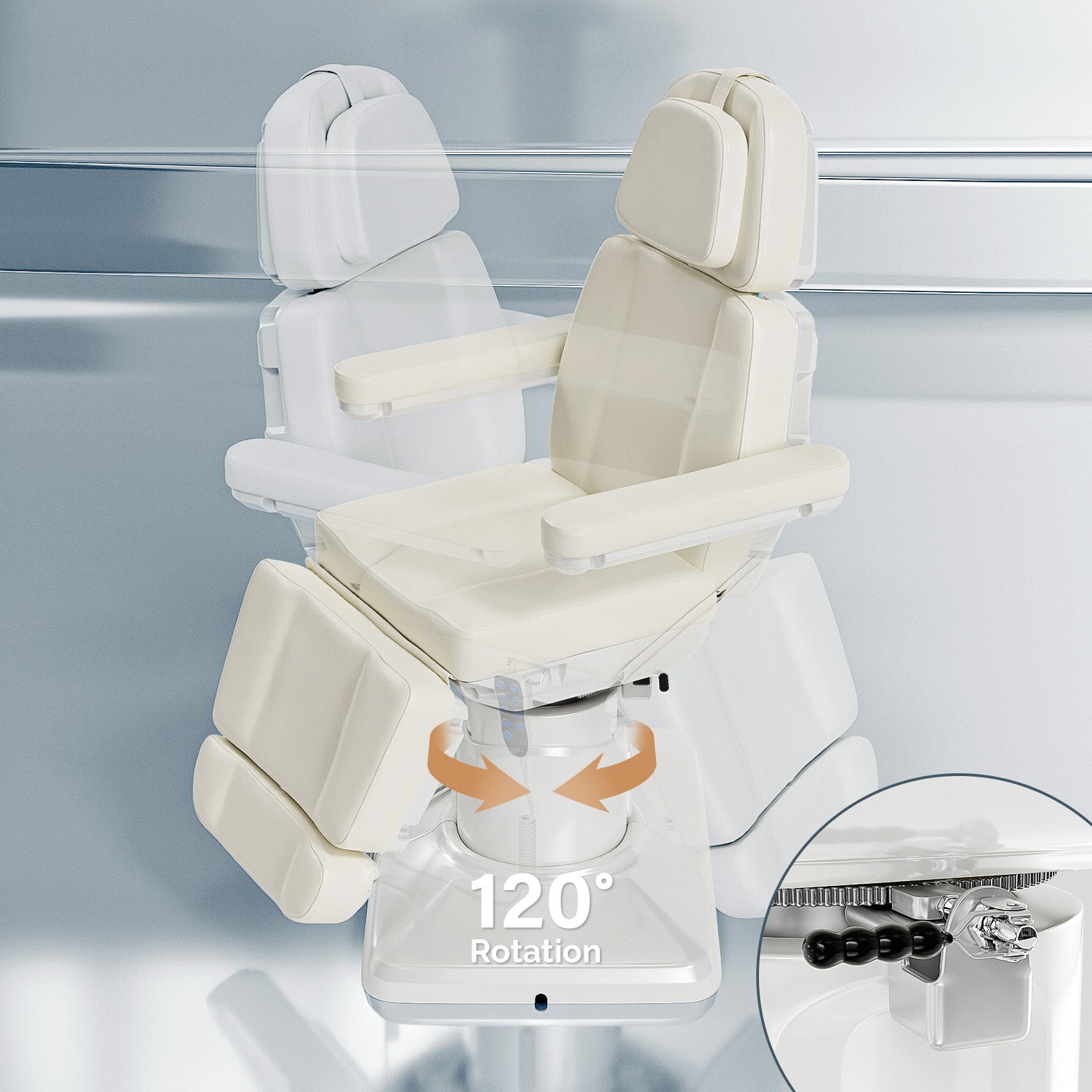 OmySalon LBT3 73in Multi-function 120° Rotation Electric Remote One-touch Operate 3 Motors Facial Massage Bed