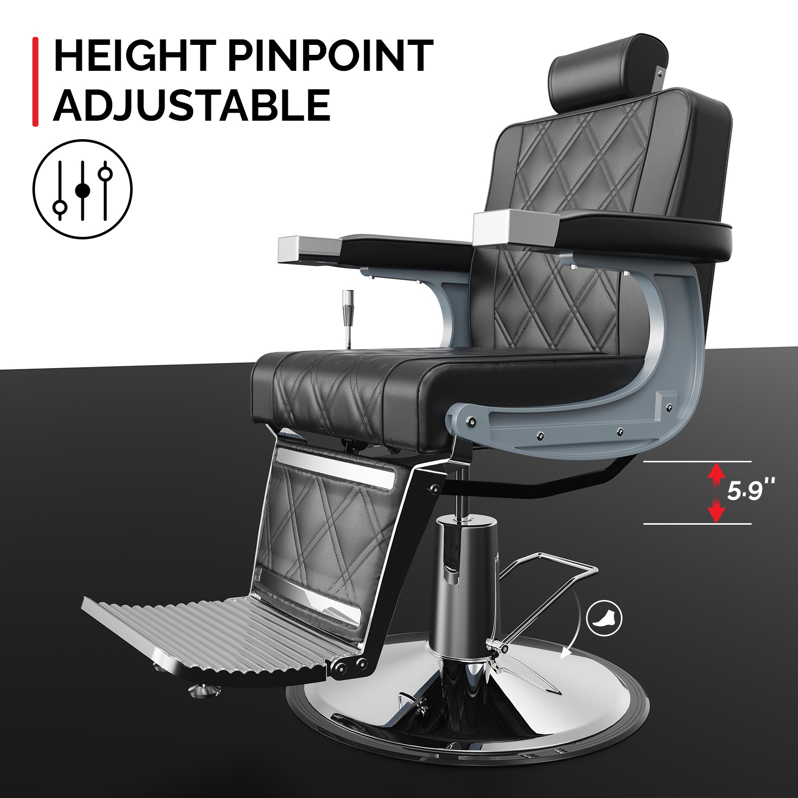 OmySalon BC1402 Modern Style Heavy Duty Hydraulic Recline Barber Chair