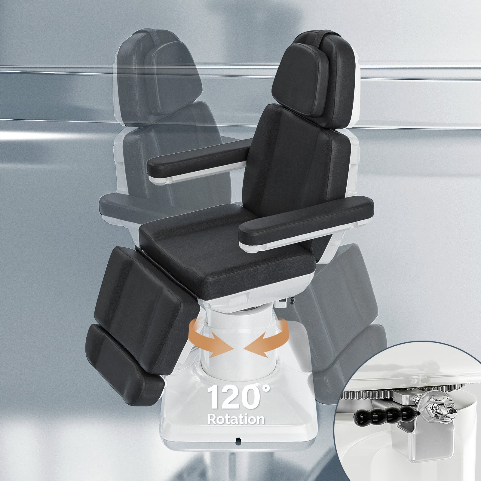 OmySalon LBT3 73in Multi-function 120° Rotation Electric Remote One-touch Operate 3 Motors Facial Massage Bed