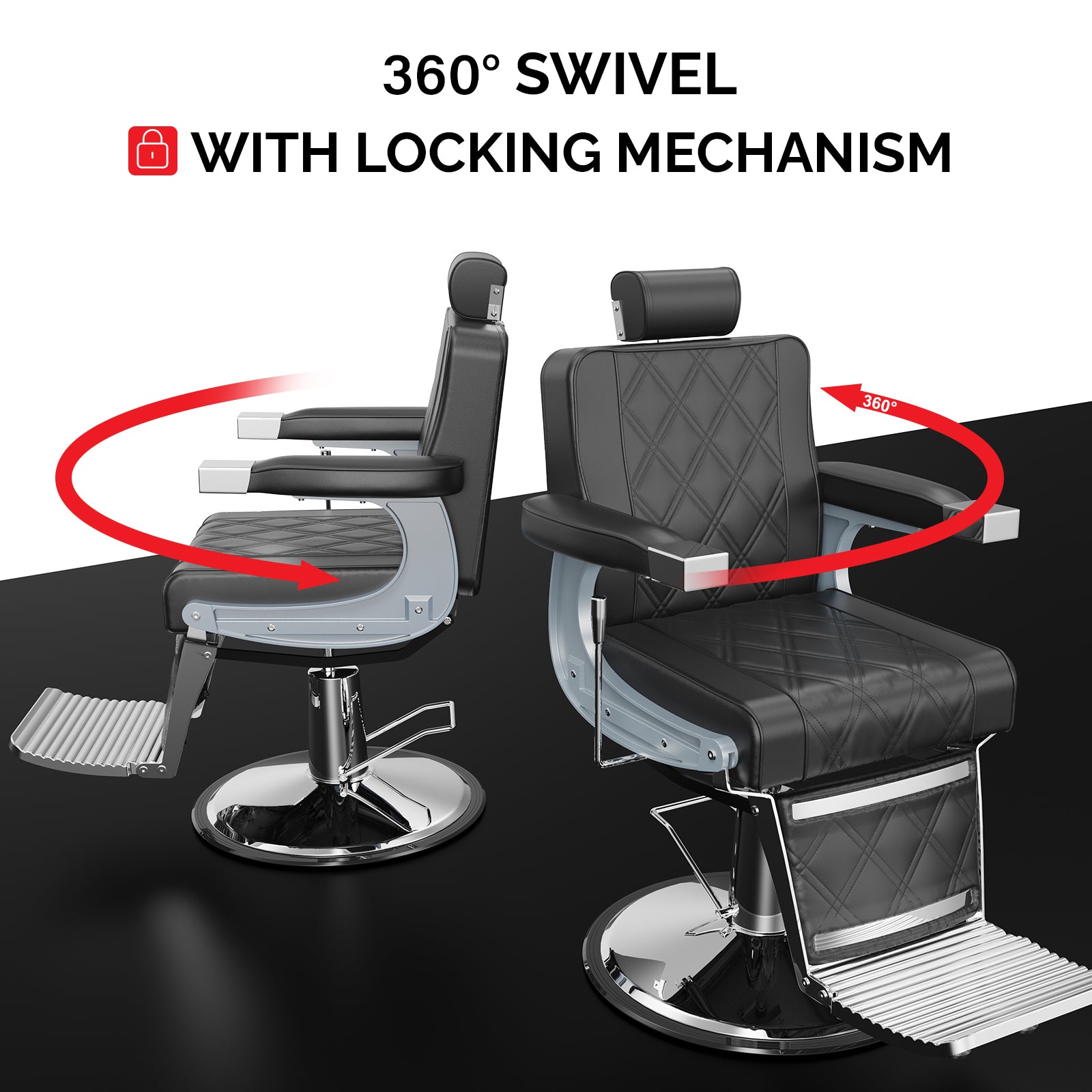 OmySalon BC1402 Modern Style Heavy Duty Hydraulic Recline Barber Chair