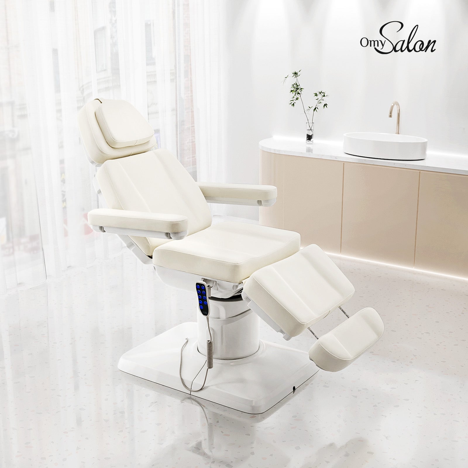 OmySalon LBT3 73in Multi-function 120° Rotation Electric Remote One-touch Operate 3 Motors Facial Massage Bed
