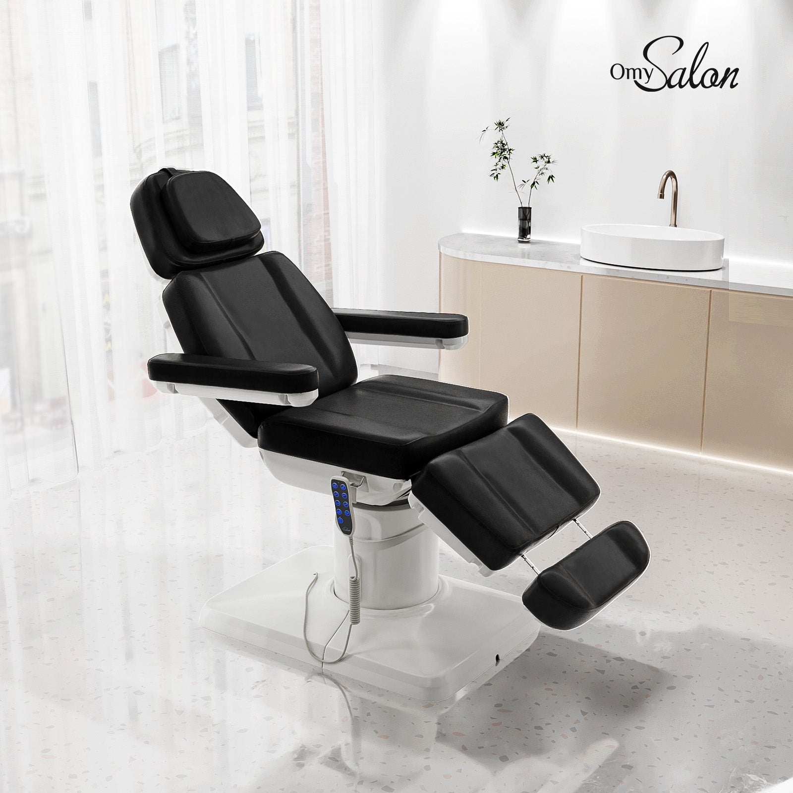 OmySalon LBT3 73in Multi-function 120° Rotation Electric Remote One-touch Operate 3 Motors Facial Massage Bed