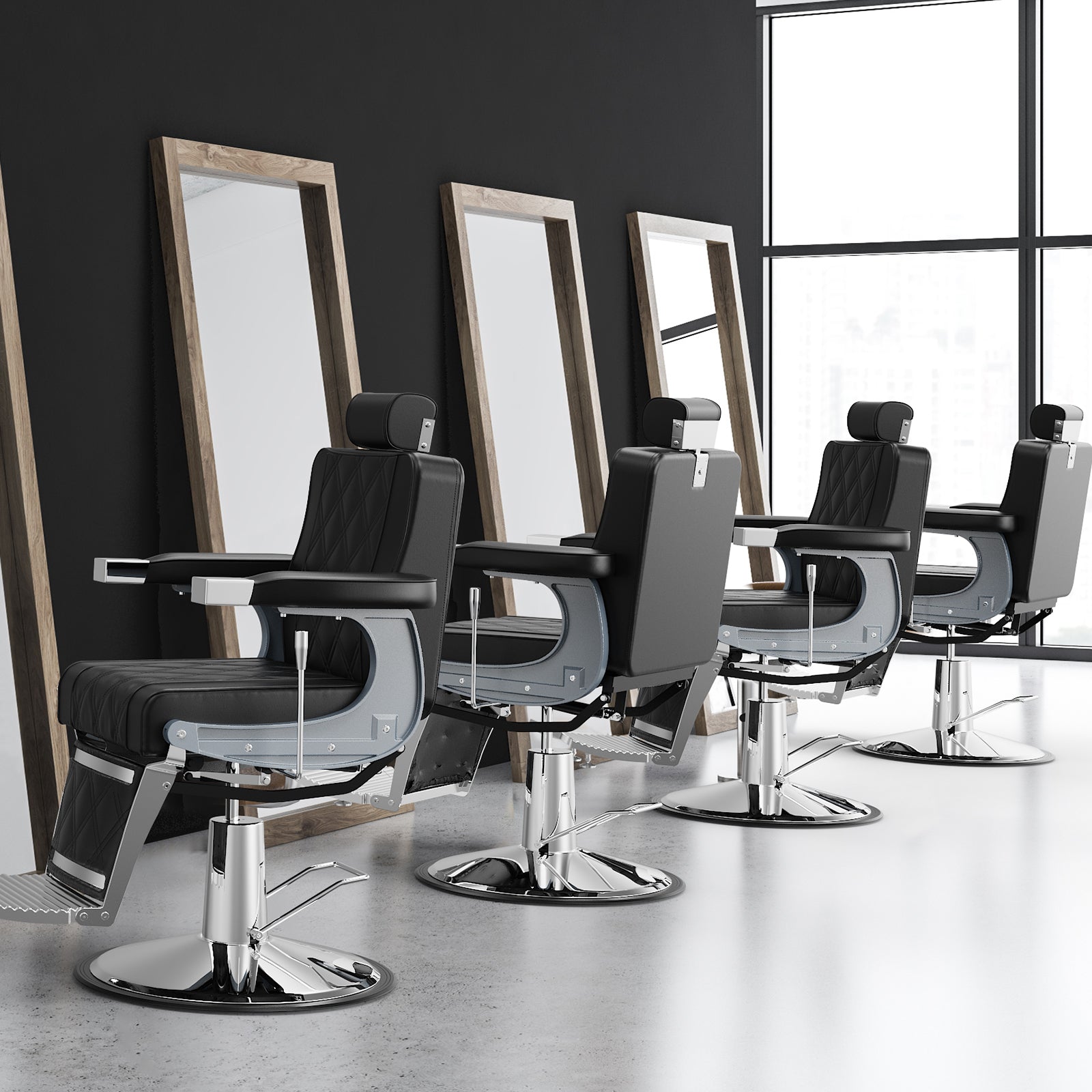 OmySalon BC1402 Modern Style Heavy Duty Hydraulic Recline Barber Chair