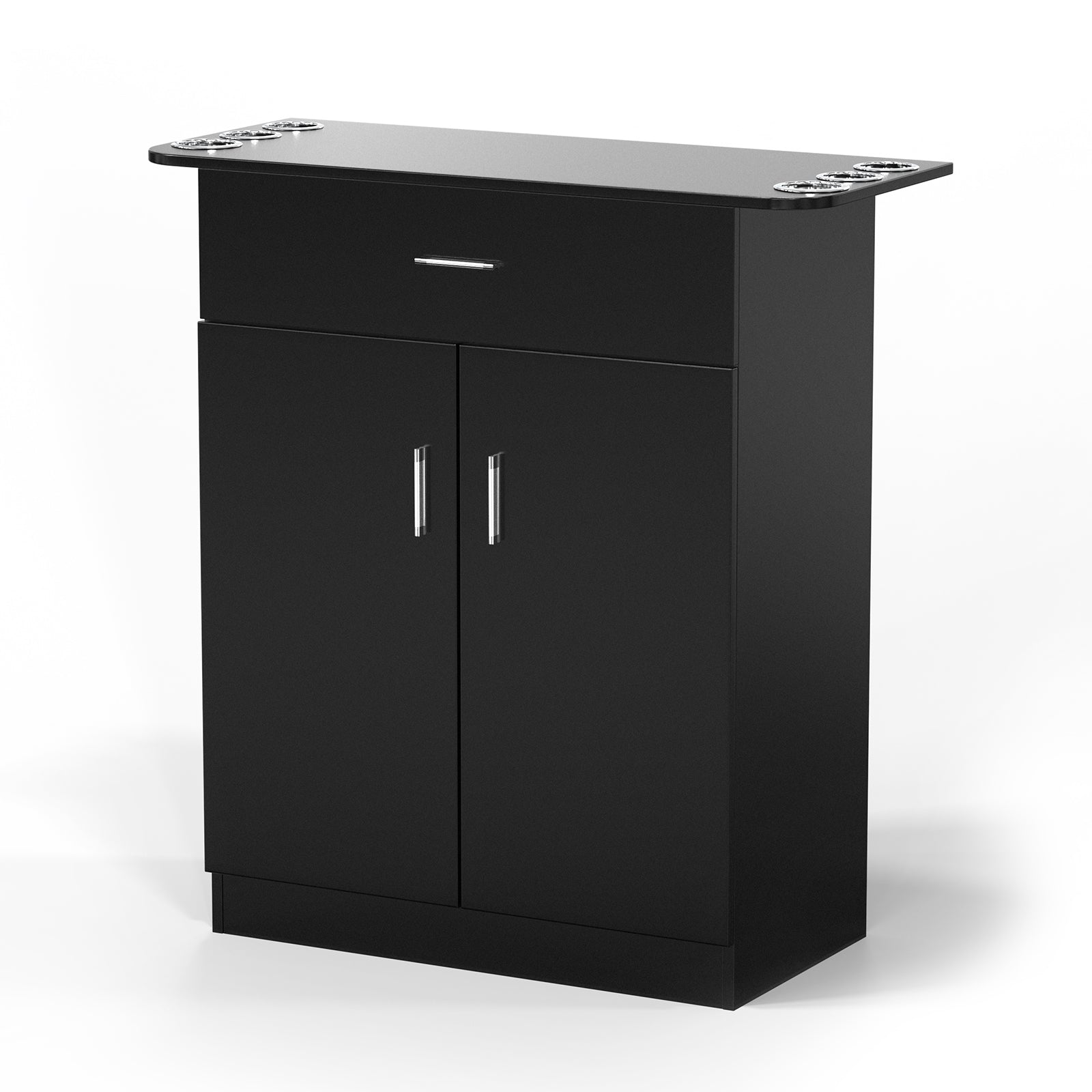 OmySalon HSC-21 Salon Station Cabinet Free Standing Storage Station with 1 Drawers 1 Storage Cabinet 6 Hair Dryer Holders