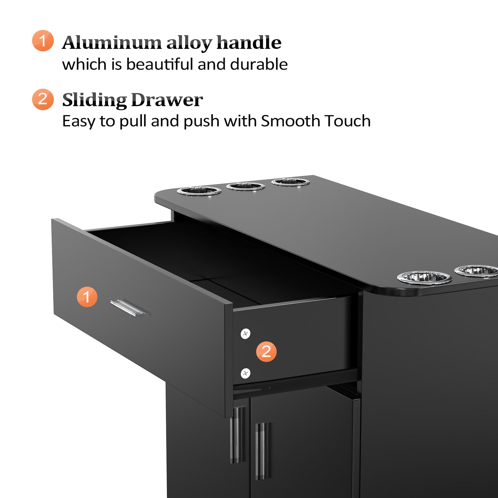 OmySalon HSC-21 Salon Station Cabinet Free Standing Storage Station with 1 Drawers 1 Storage Cabinet 6 Hair Dryer Holders