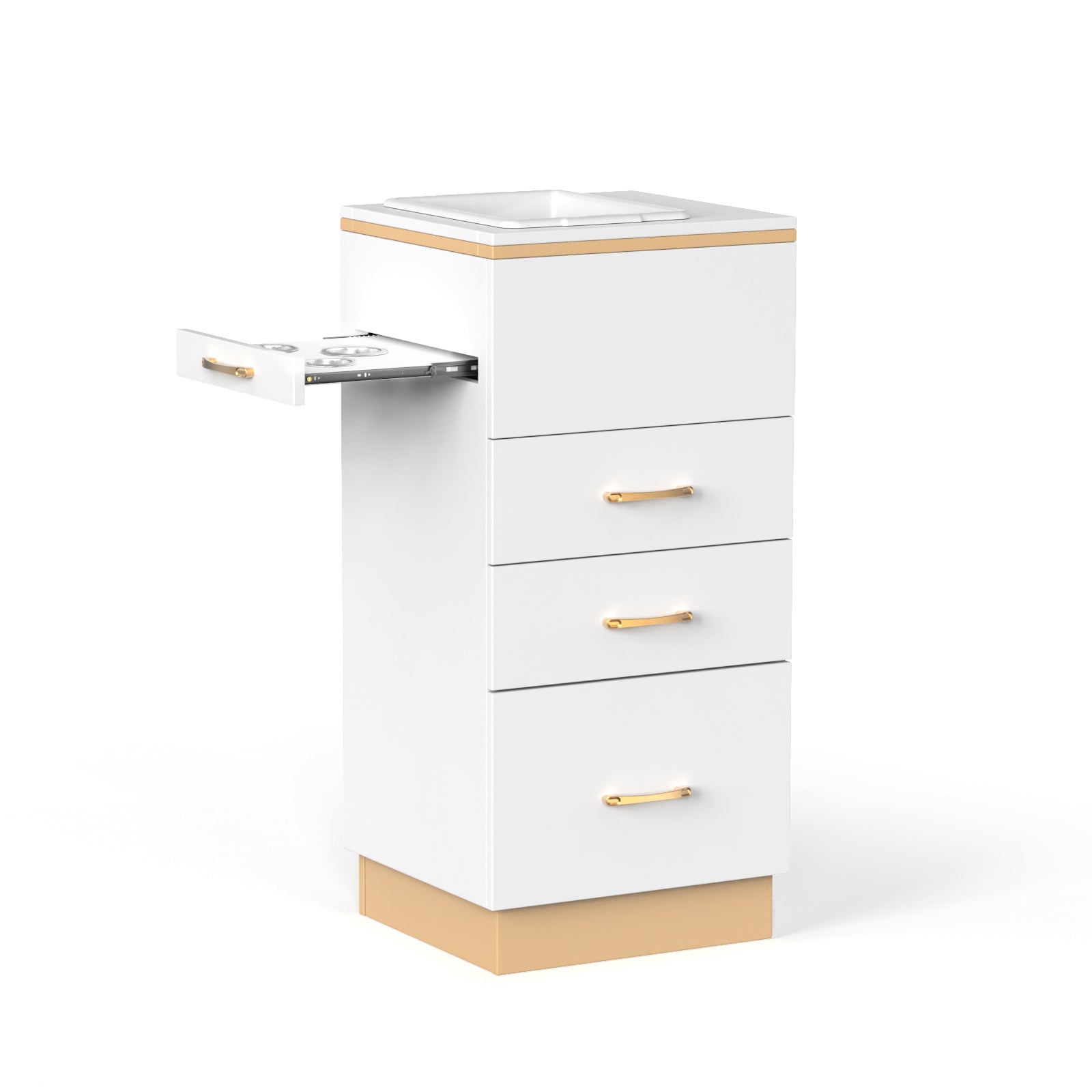 OmySalon HSC-23 Salon Styling Storage Station w/3 Drawers 1 Storage Basin 3 Hair Dryer Holders