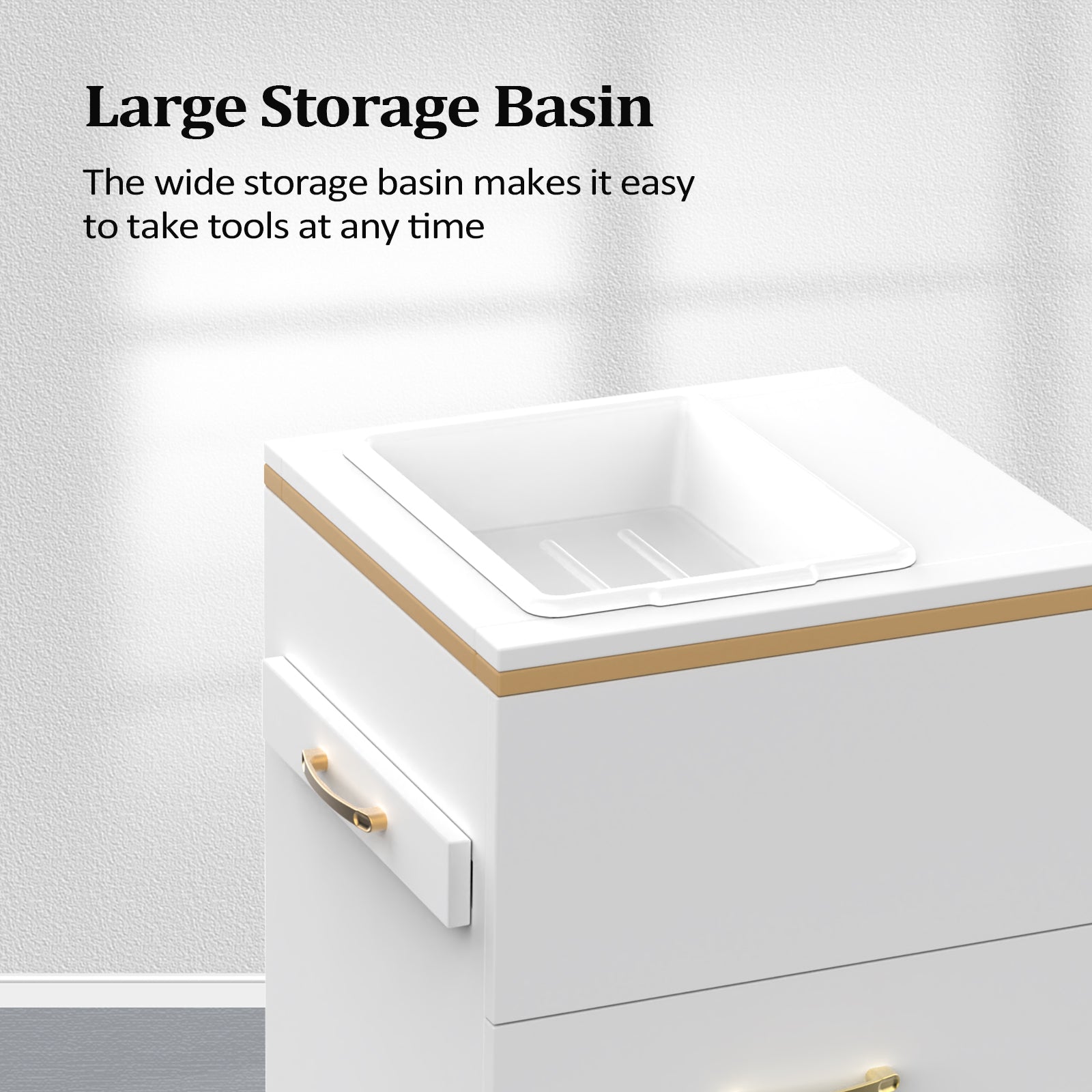 OmySalon HSC-23 Salon Styling Storage Station w/3 Drawers 1 Storage Basin 3 Hair Dryer Holders