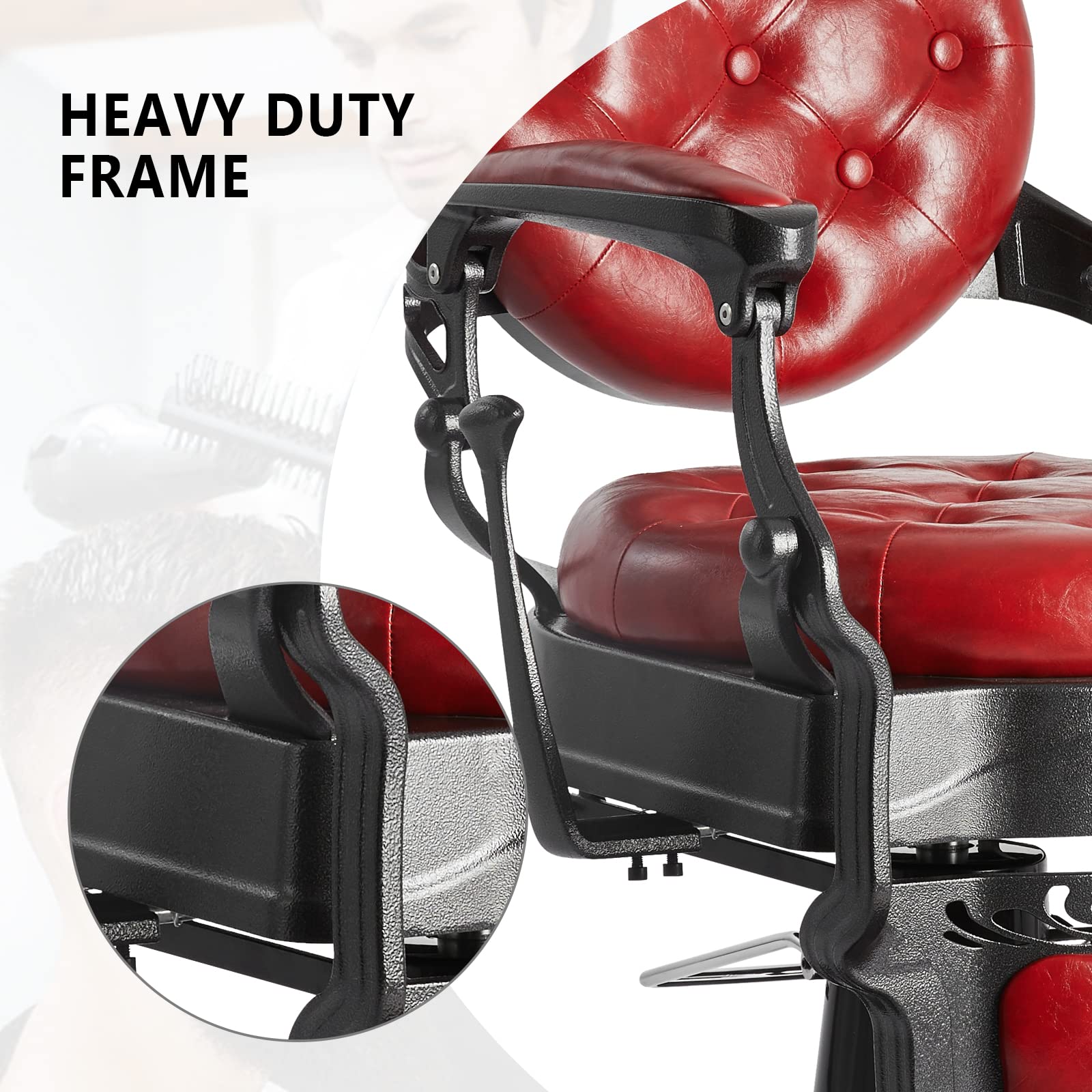 OmySalon BC1101 Vintage Style Heavy Duty Hydraulic Recline Barber Chair