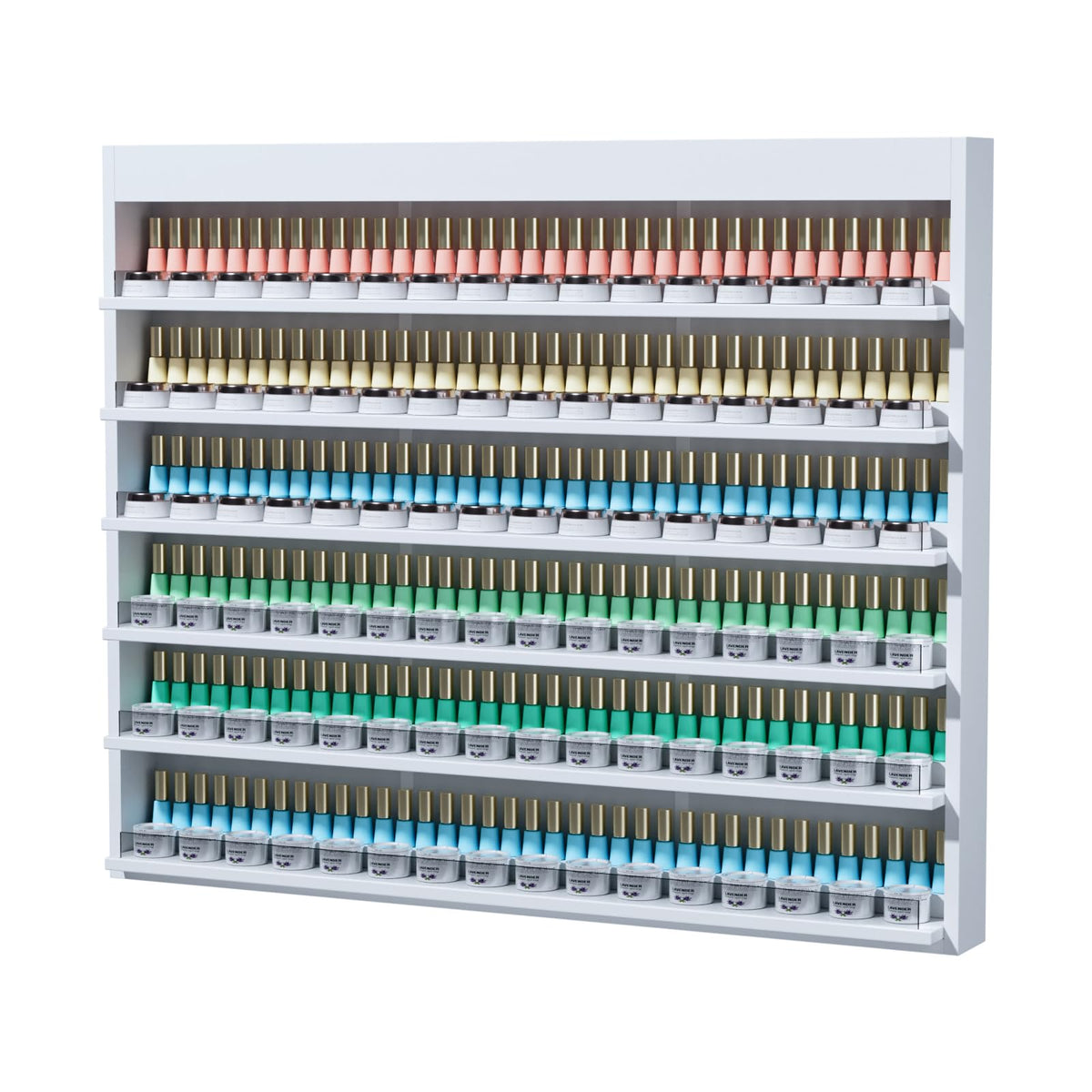 OmySalon Double 6-Tier Wall Mount Nail Polish & Powder Organizer Rack with Acrylic Barriers
