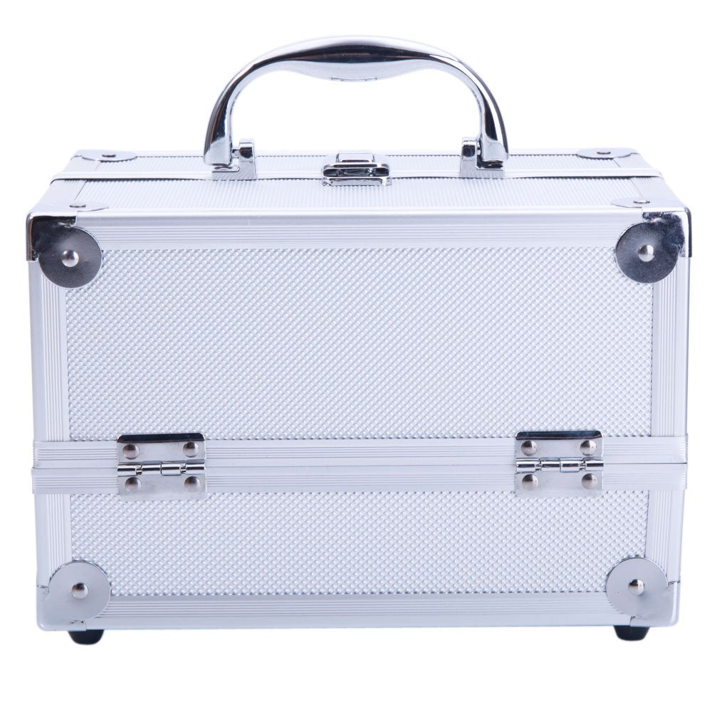 OmySalon SM-2176 Portable Handle Large Storage Lockable Cosmetic Makeup Train Case with Mirror Lock