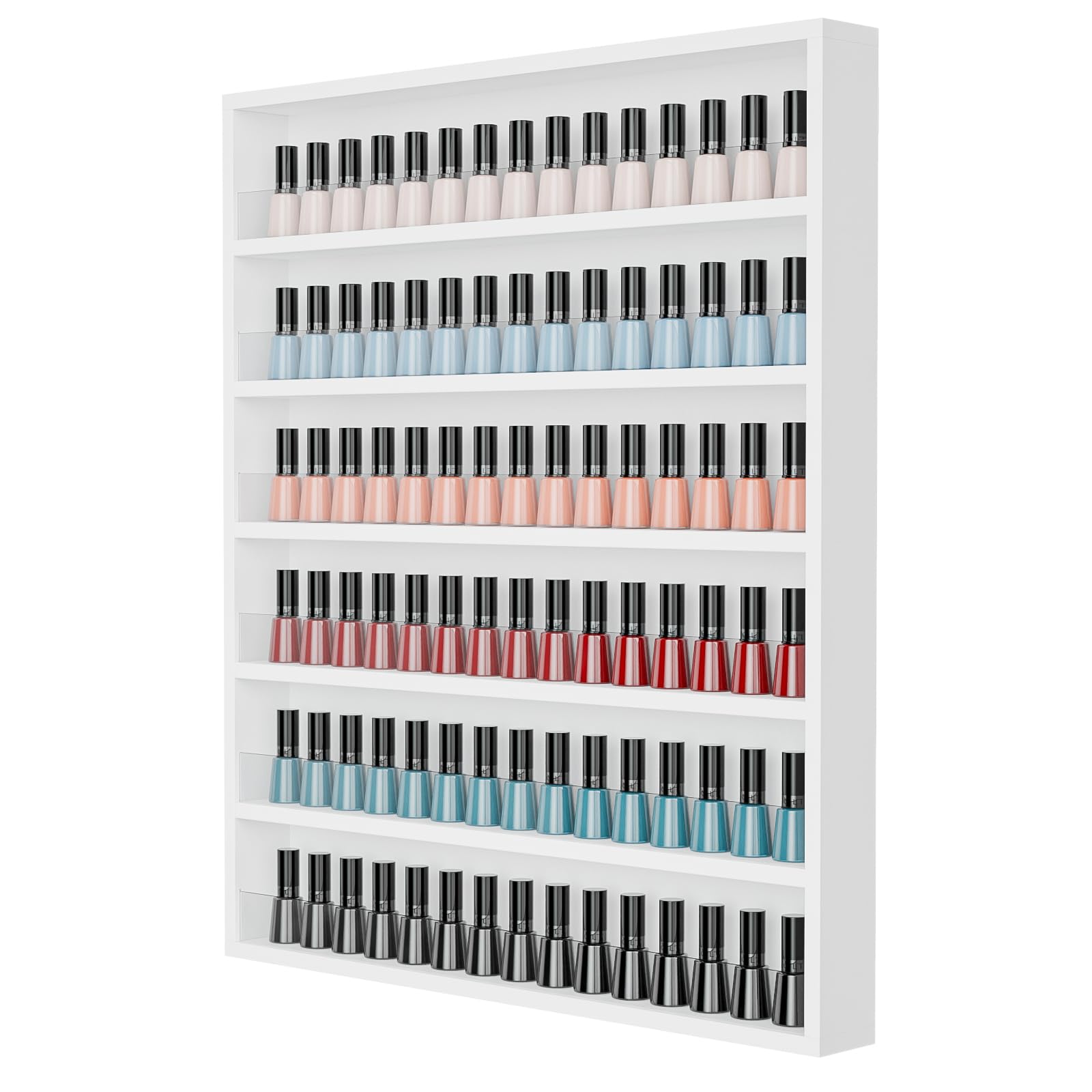 OmySalon 6 Layers Wall Mount Nail Polish Organizer Rack w/Acrylic Baffle