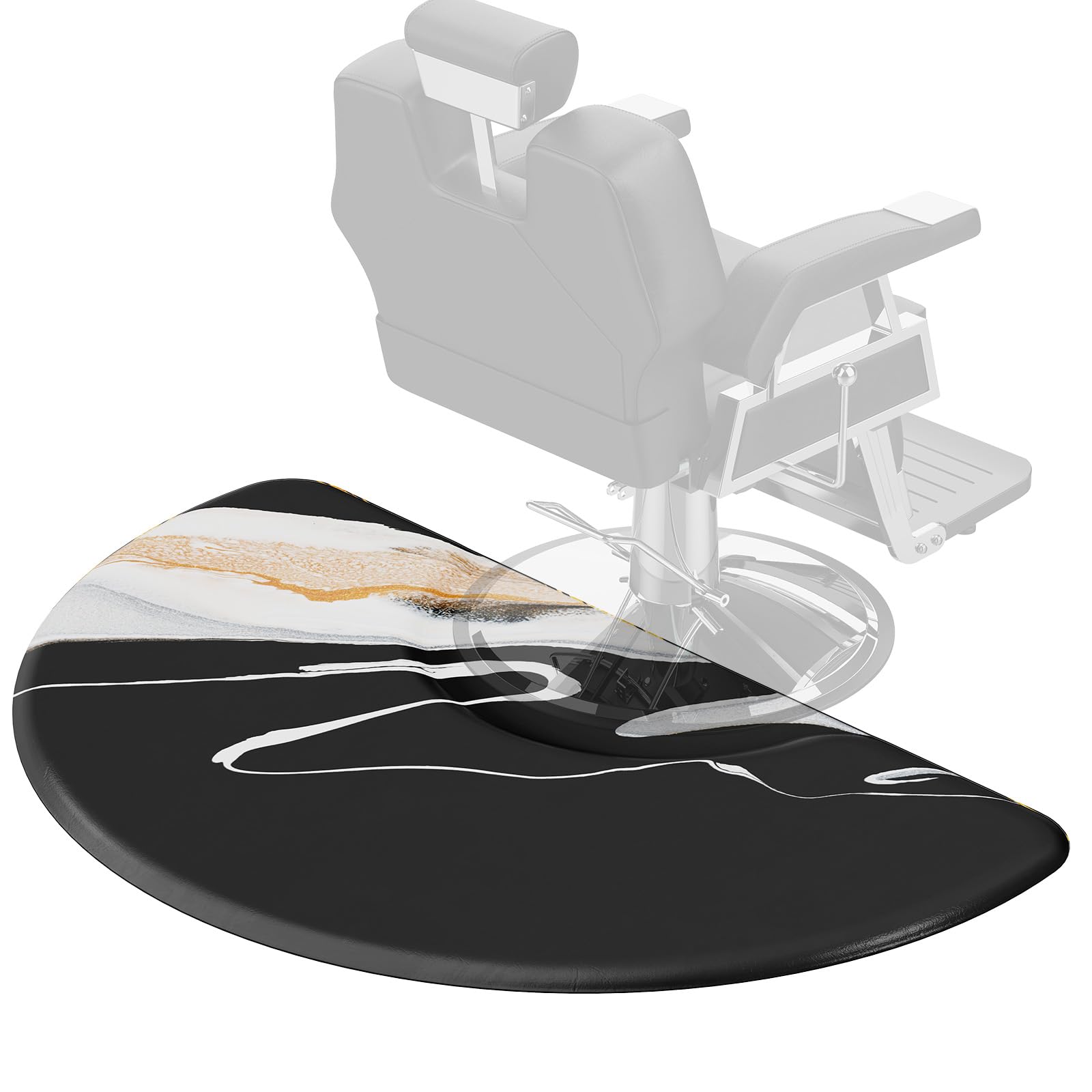 OmySalon 3'x5' Semi Circle Salon Anti Fatigue Mat with Round Cutout 5/8" Thick