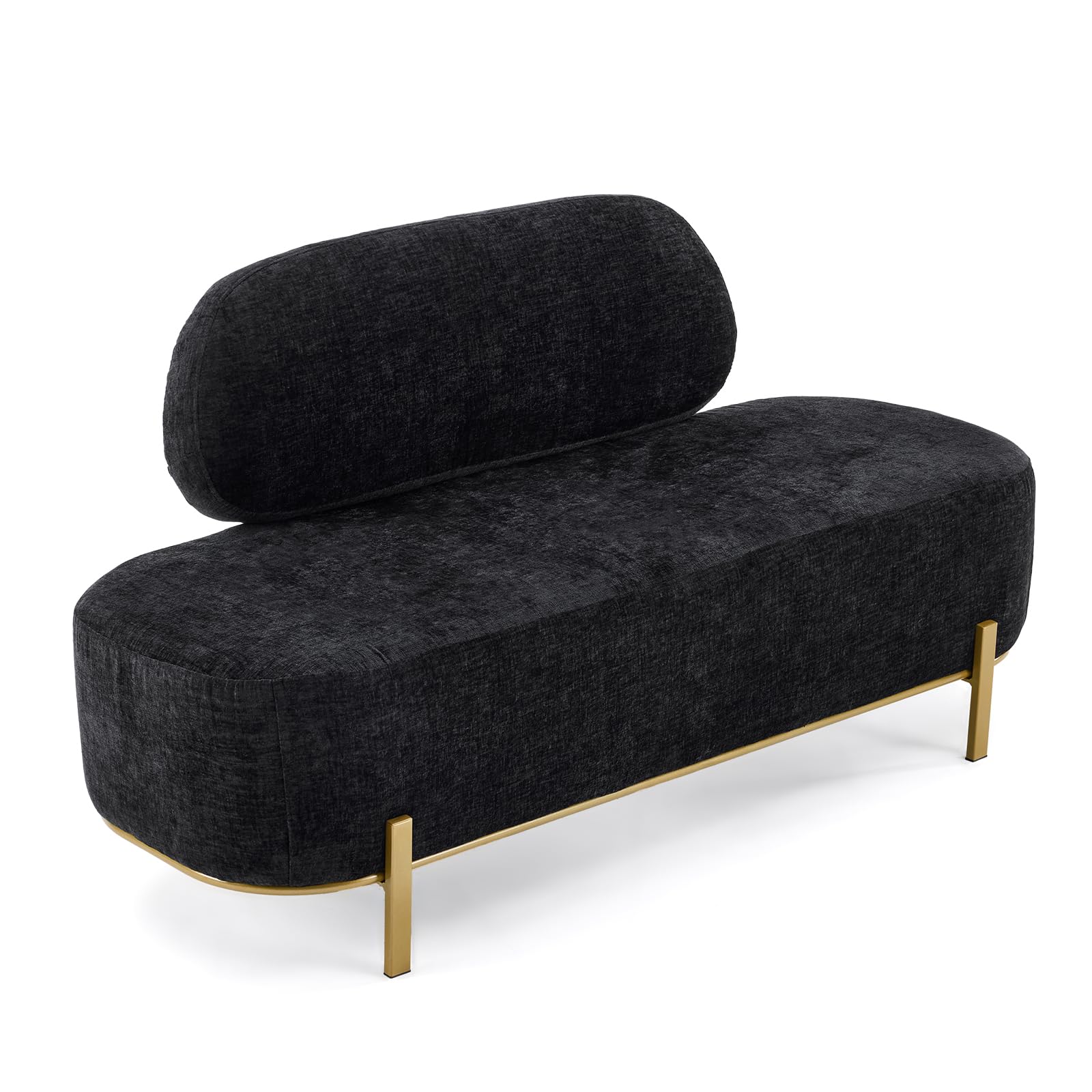 OmySalon WRB1801 55.1in Faux Leather Upholstered Waiting Room Reception Bench Chair with Backrest