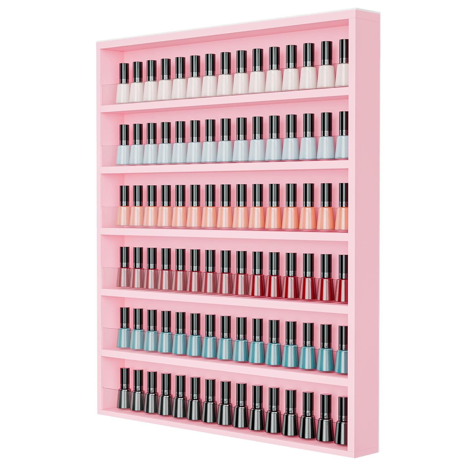 OmySalon 6 Layers Wall Mount Nail Polish Organizer Rack w/Acrylic Baffle