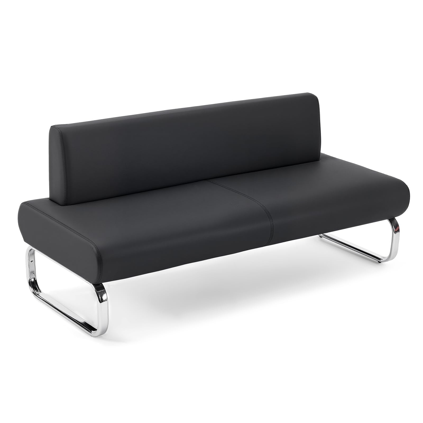 OmySalon WRB2001 Modern 59in Faux Leather Waiting Room Reception Bench Chair with Backrest