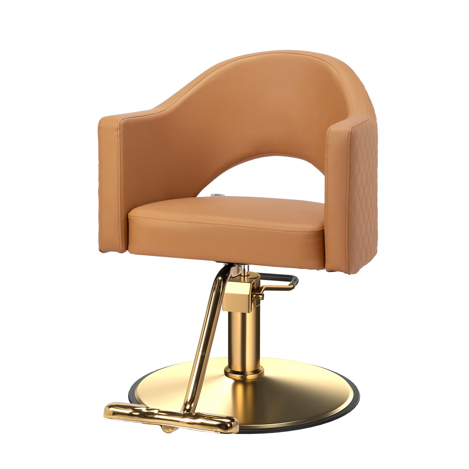 OmySalon SC3401 Heavy Duty 360° Swivel Styling Chair with Rhombus Stitch Pattern Back & Gold Footrest