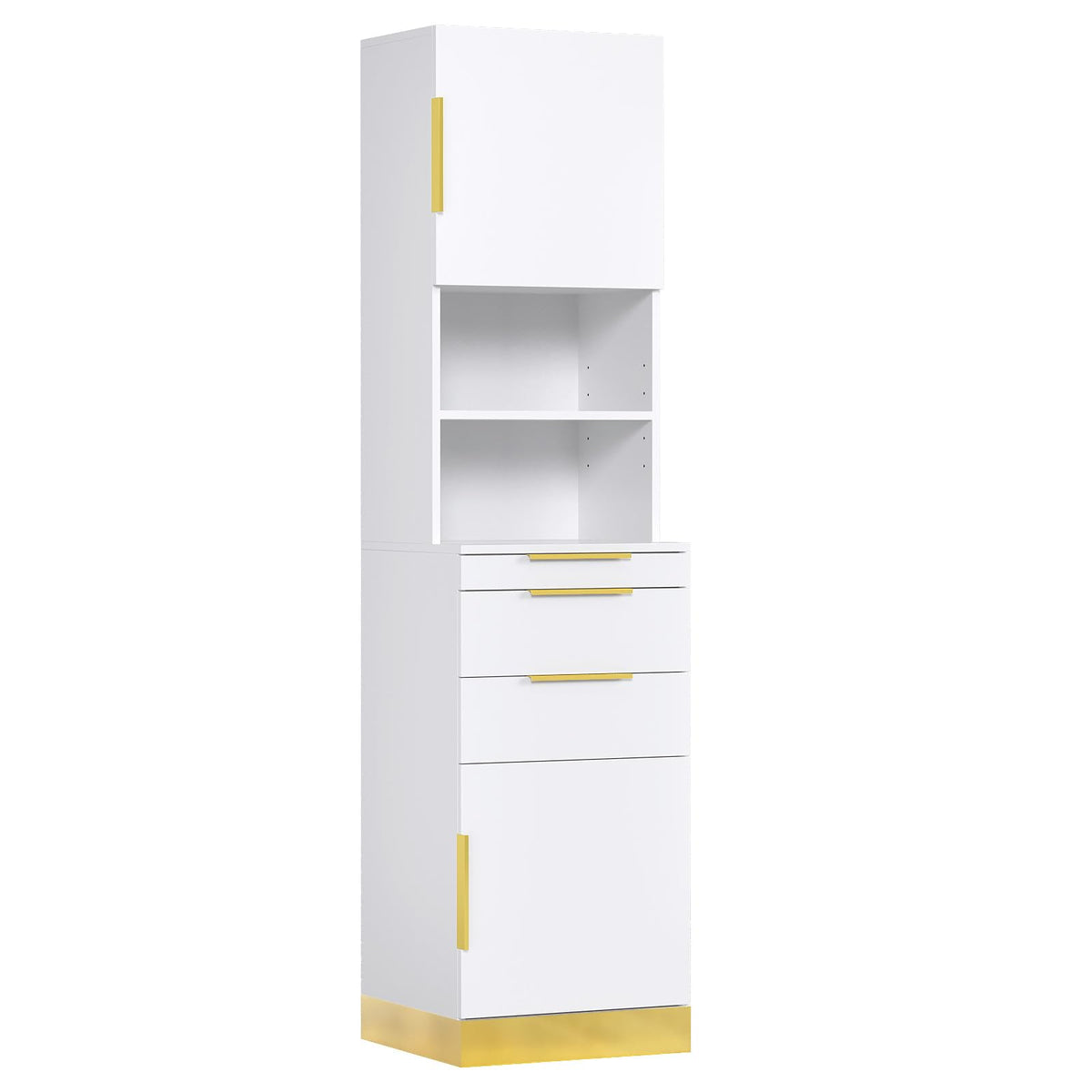 OmySalon HSCS Barber Storage Station Cabinet with 2 Drawers 2 Cabinets 2 Open Shelves 3 Hair Dryer Holders