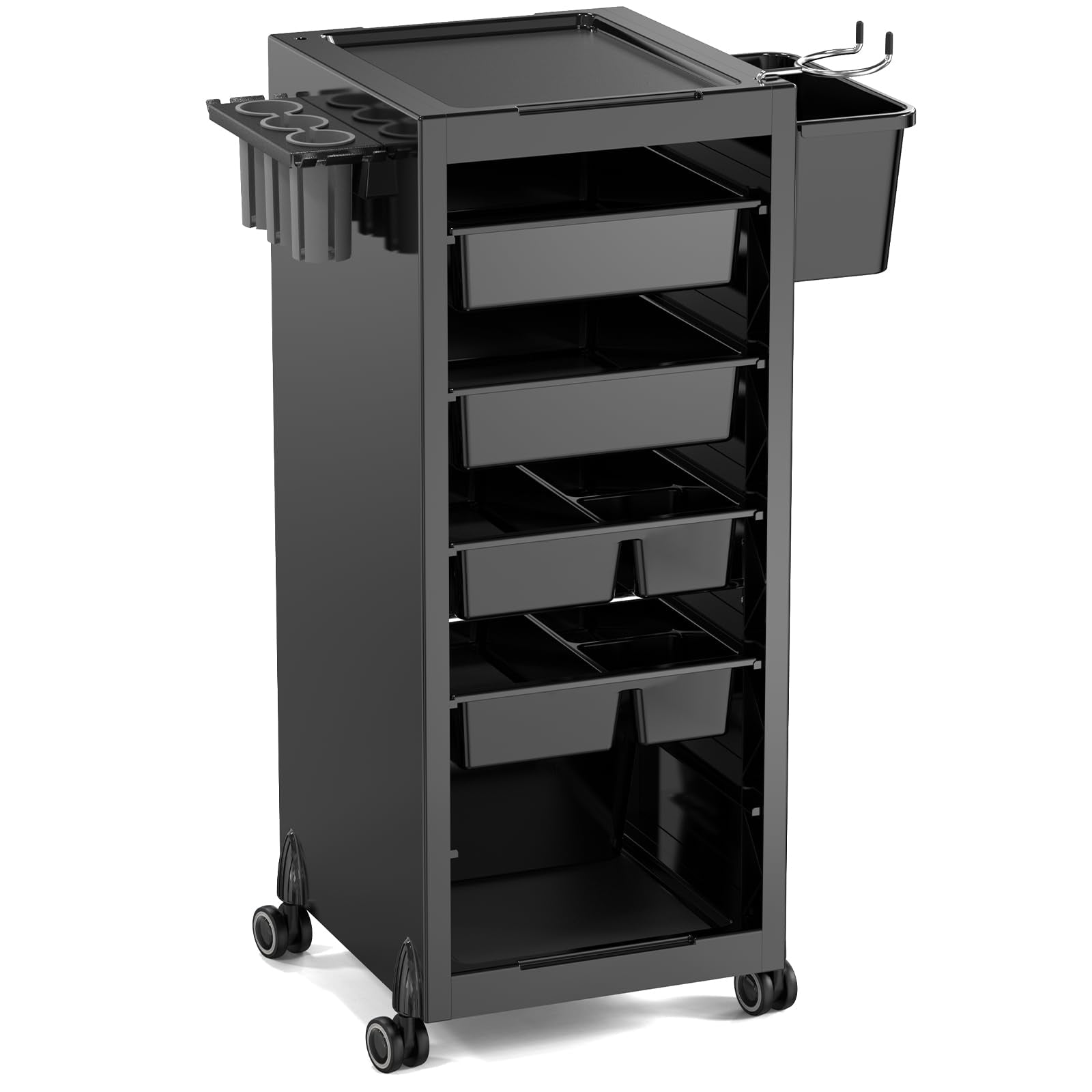 OmySalon ST1801 Rolling Salon Trolley Cart w/Wheels & 6 Drawers Hair Dryer Holders