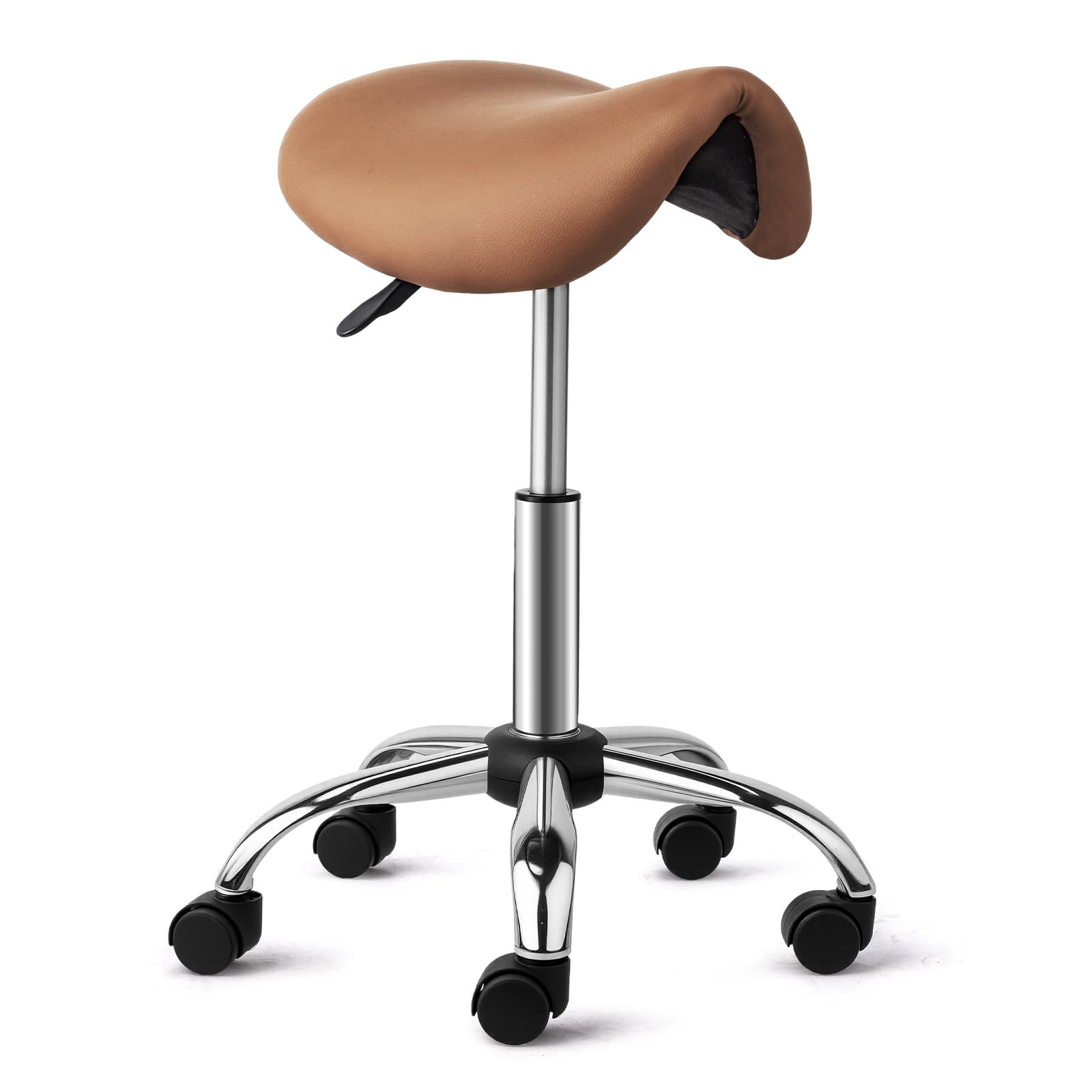 OmySalon Hydraulic Adjustable Rolling Saddle Stool with Swivel Wheels
