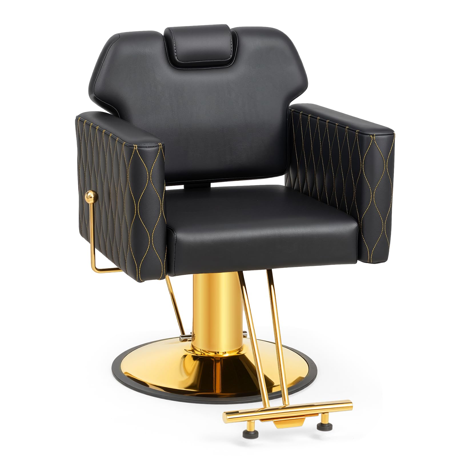 OmySalon SC3501 All Purpose Heavy Duty Hydraulic Reclining Salon Chair w/Headrest and Wave-pattern Armrests