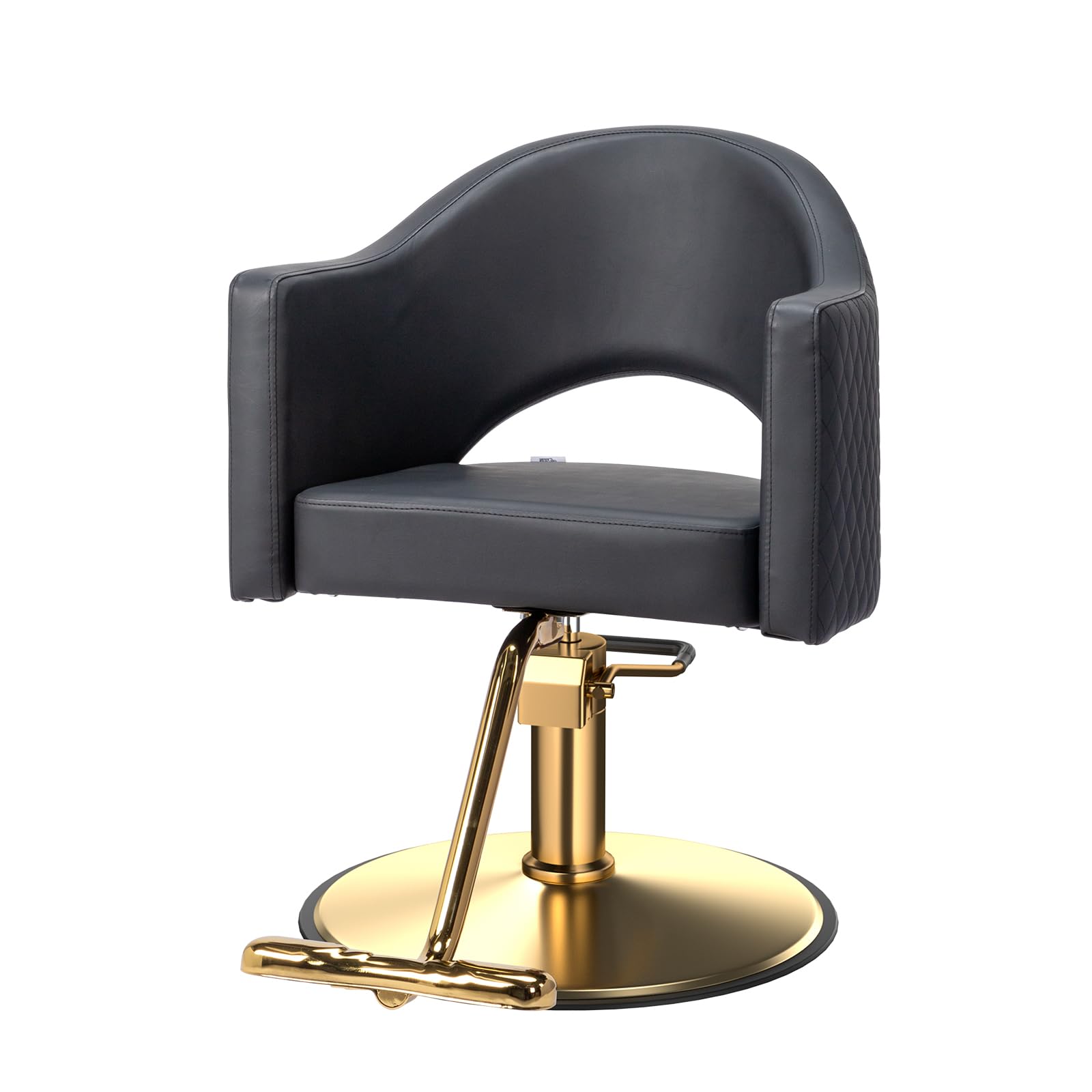 OmySalon SC3401 Heavy Duty 360° Swivel Styling Chair with Rhombus Stitch Pattern Back & Gold Footrest