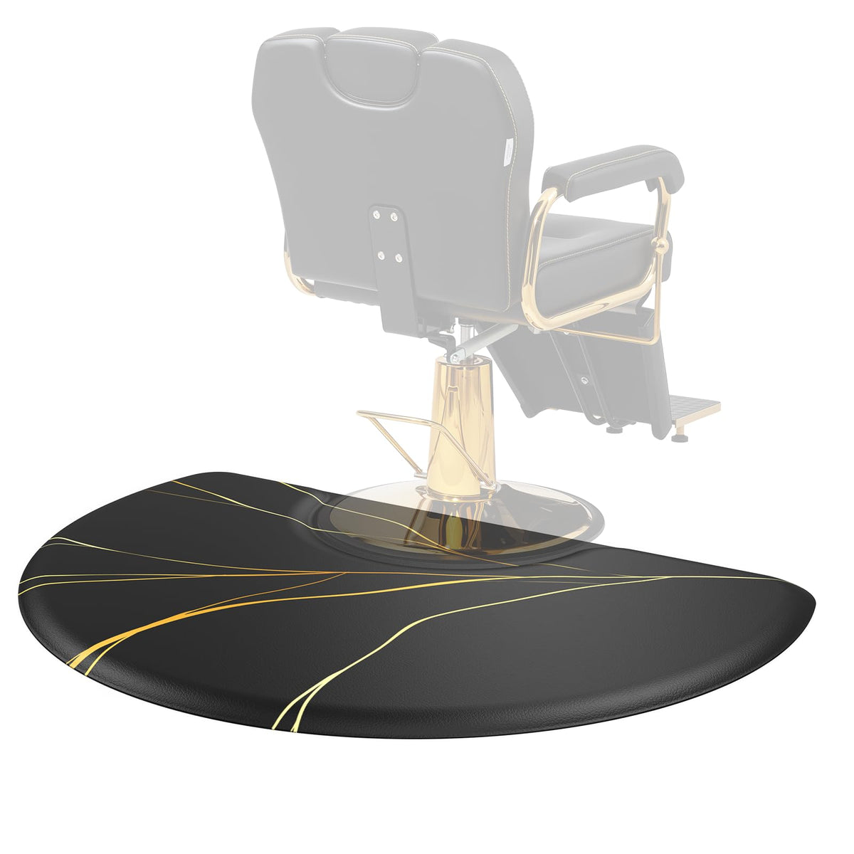 OmySalon 3' x 5' Semi-Circle Anti-Fatigue Salon Mat with Round Cutout 5/8" Thick