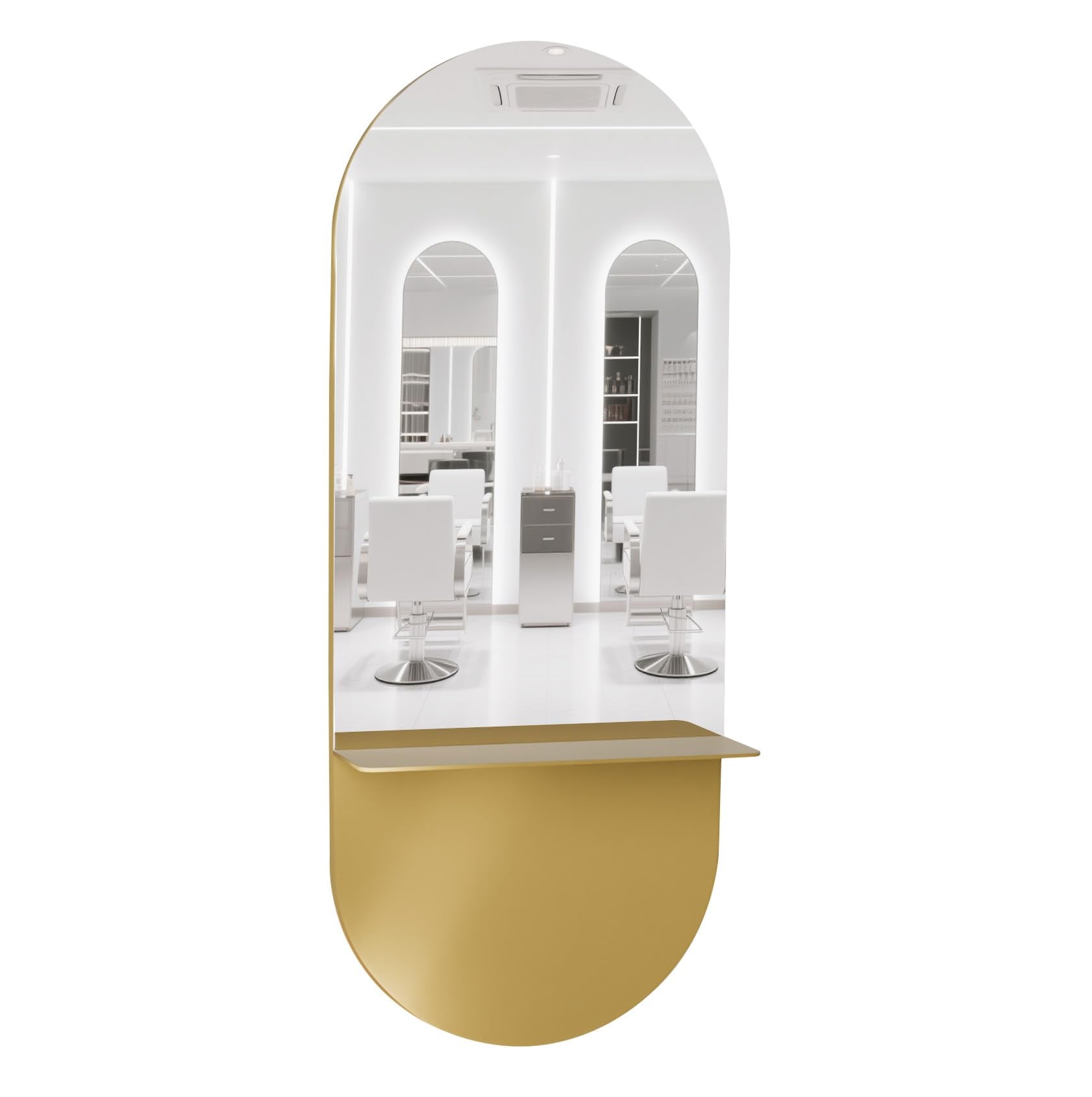 OmySalon SMC Large Oval Wall Mounted Full Body Mirror with Removable Shelf