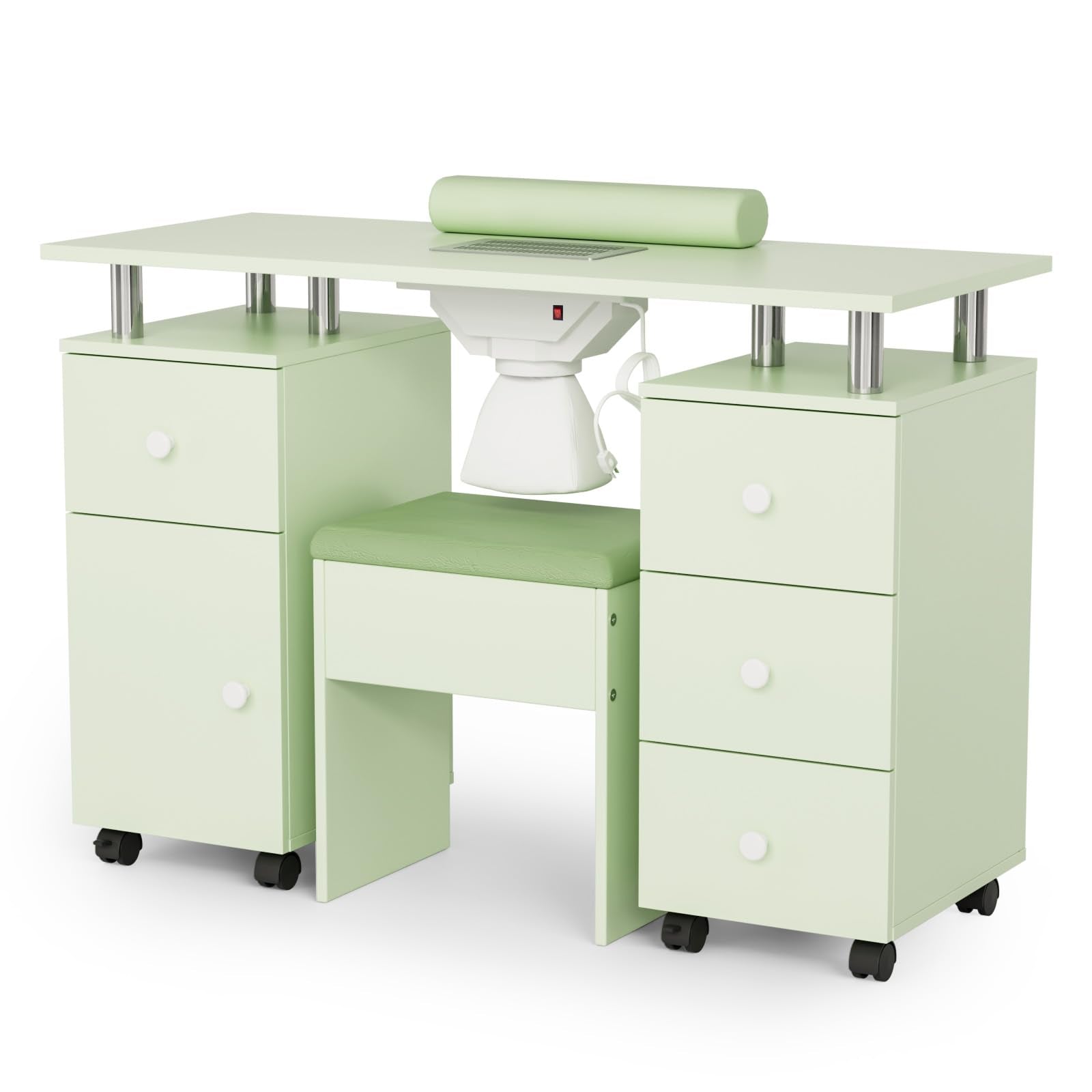 OmySalon MT-DCCH Nail Manicure Table and Chair Set w/Electric Dust Collector & Wrist Rest