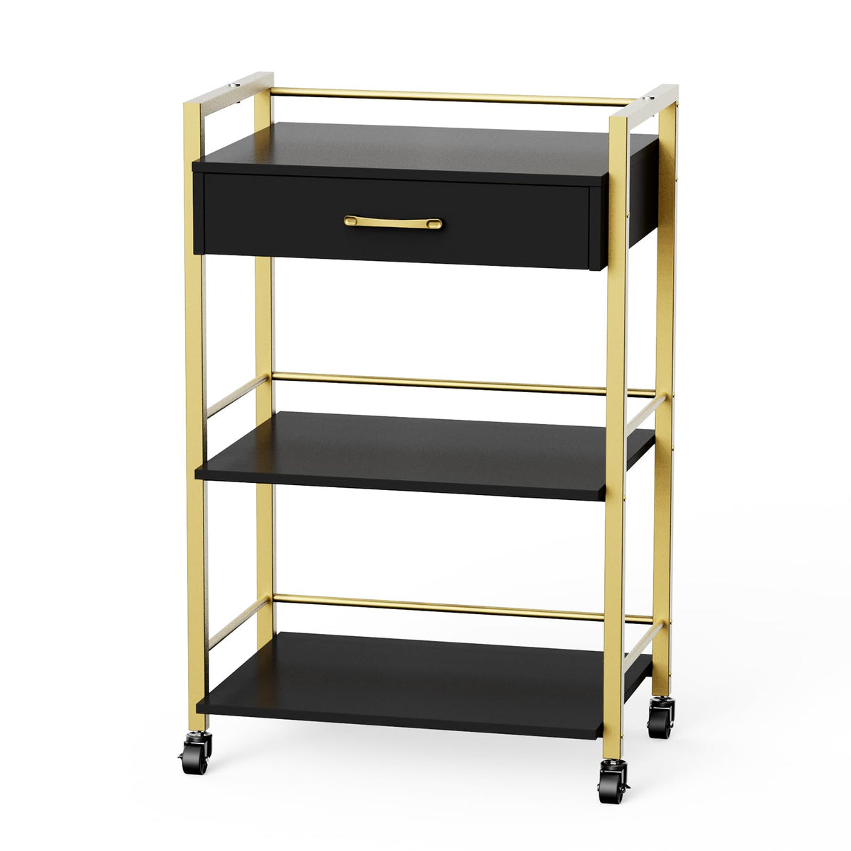 OmySalon Wooden Rolling Utility Esthetician Trolley Cart w/Wheels & Drawer