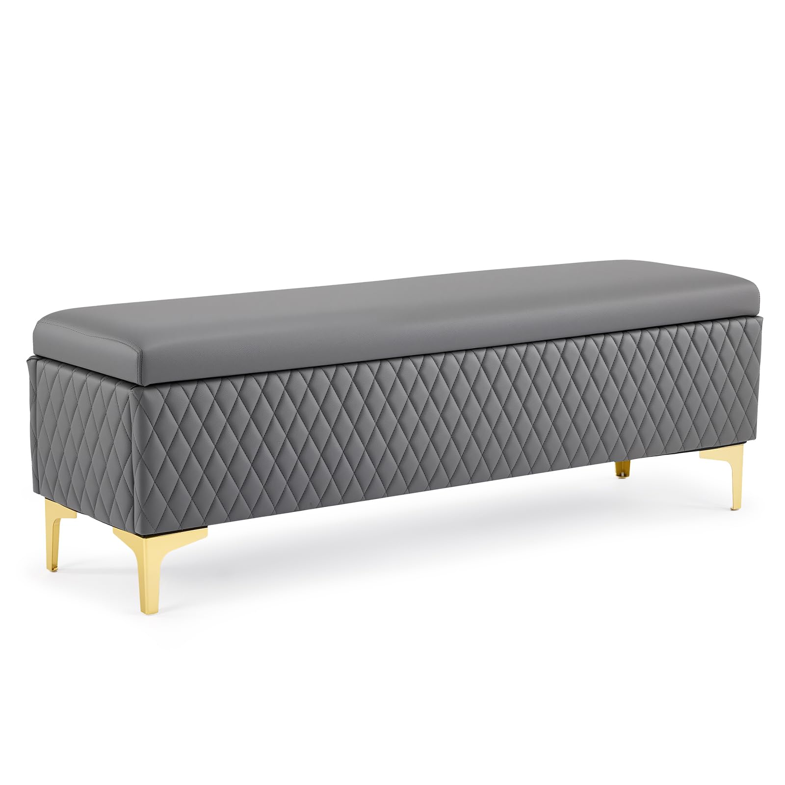 OmySalon WRB1701 53.7in Faux Leather Waiting Room Reception Bench Chair with Hidden Storage