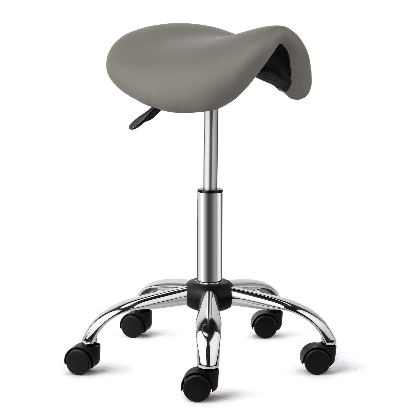 OmySalon Hydraulic Adjustable Rolling Saddle Stool with Swivel Wheels