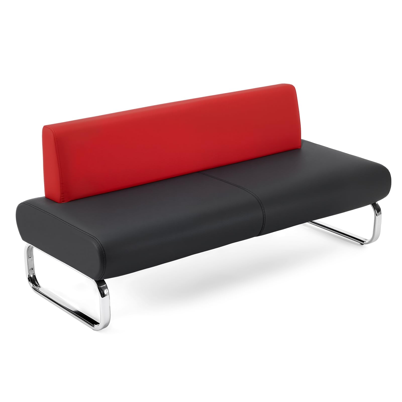 OmySalon WRB2001 Modern 59in Faux Leather Waiting Room Reception Bench Chair with Backrest