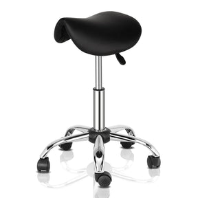 OmySalon Hydraulic Adjustable Rolling Saddle Stool with Swivel Wheels