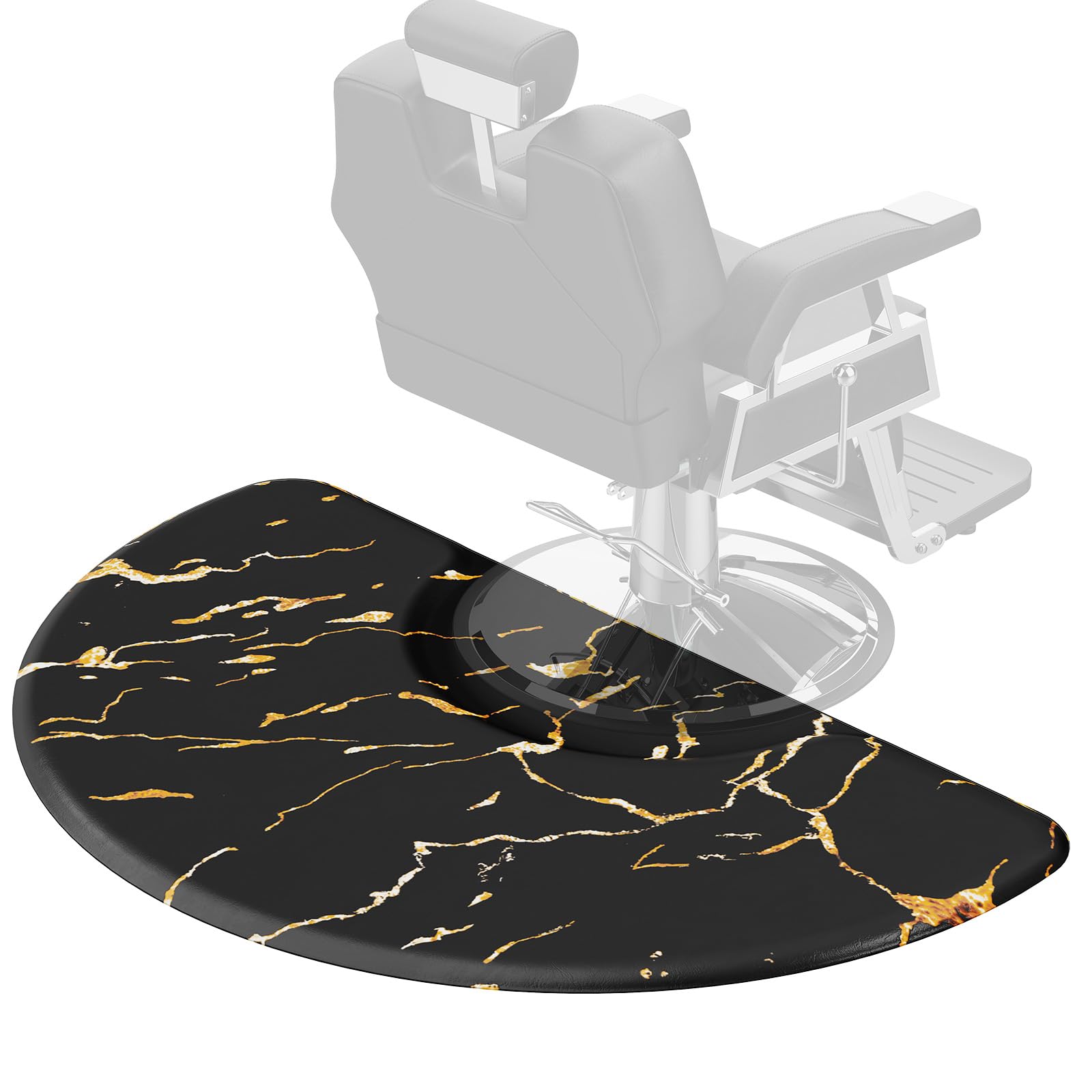 OmySalon 3'x5' Semi Circle Salon Anti Fatigue Mat with Round Cutout 5/8" Thick