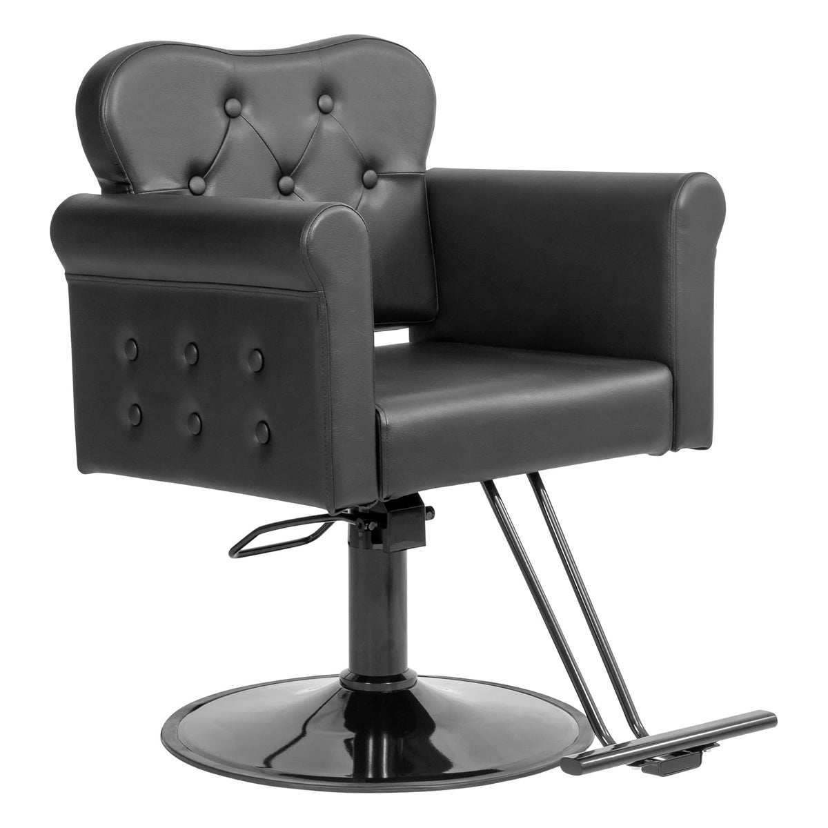 OmySalon SC2701 Heavy Duty Hydraulic Swivel Hair Stylist Salon Chair w/Button Tufting and Curved Backrest