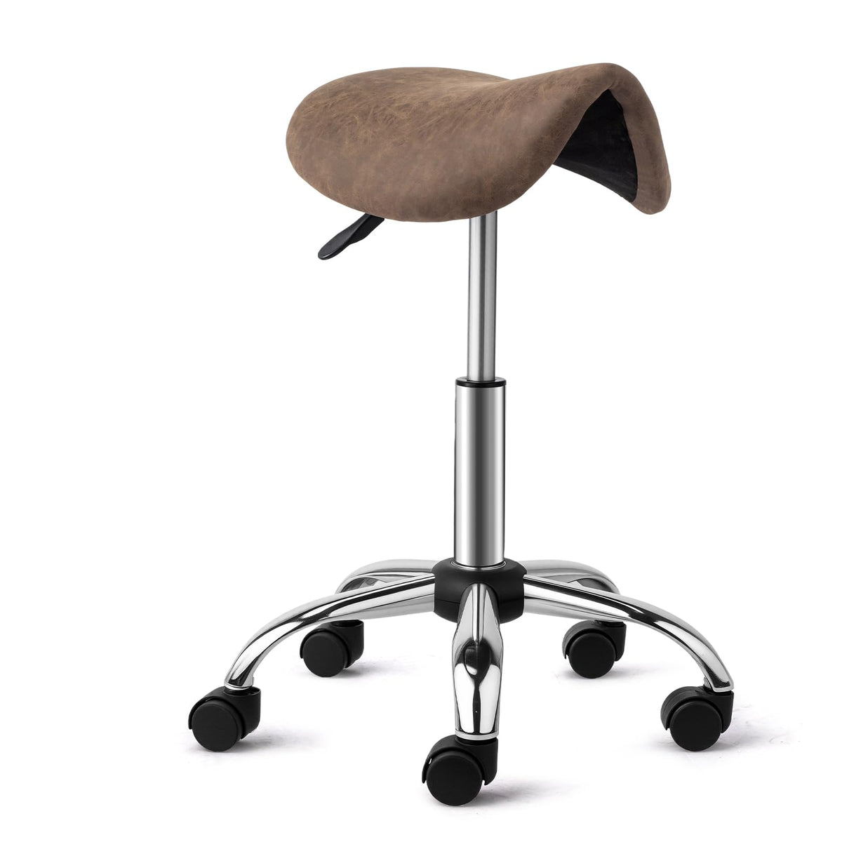 OmySalon Hydraulic Adjustable Rolling Saddle Stool with Swivel Wheels