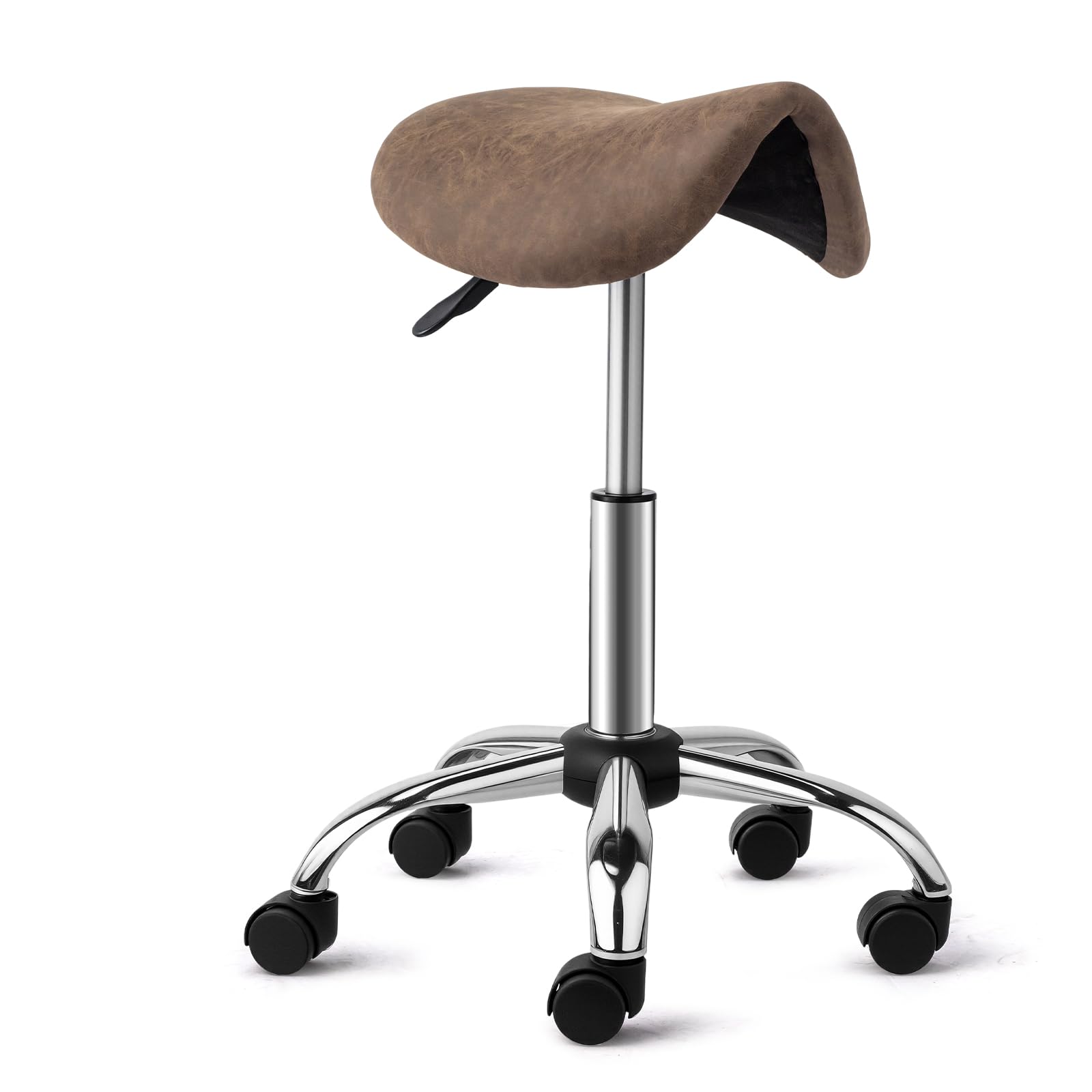 OmySalon Hydraulic Adjustable Rolling Saddle Stool with Swivel Wheels