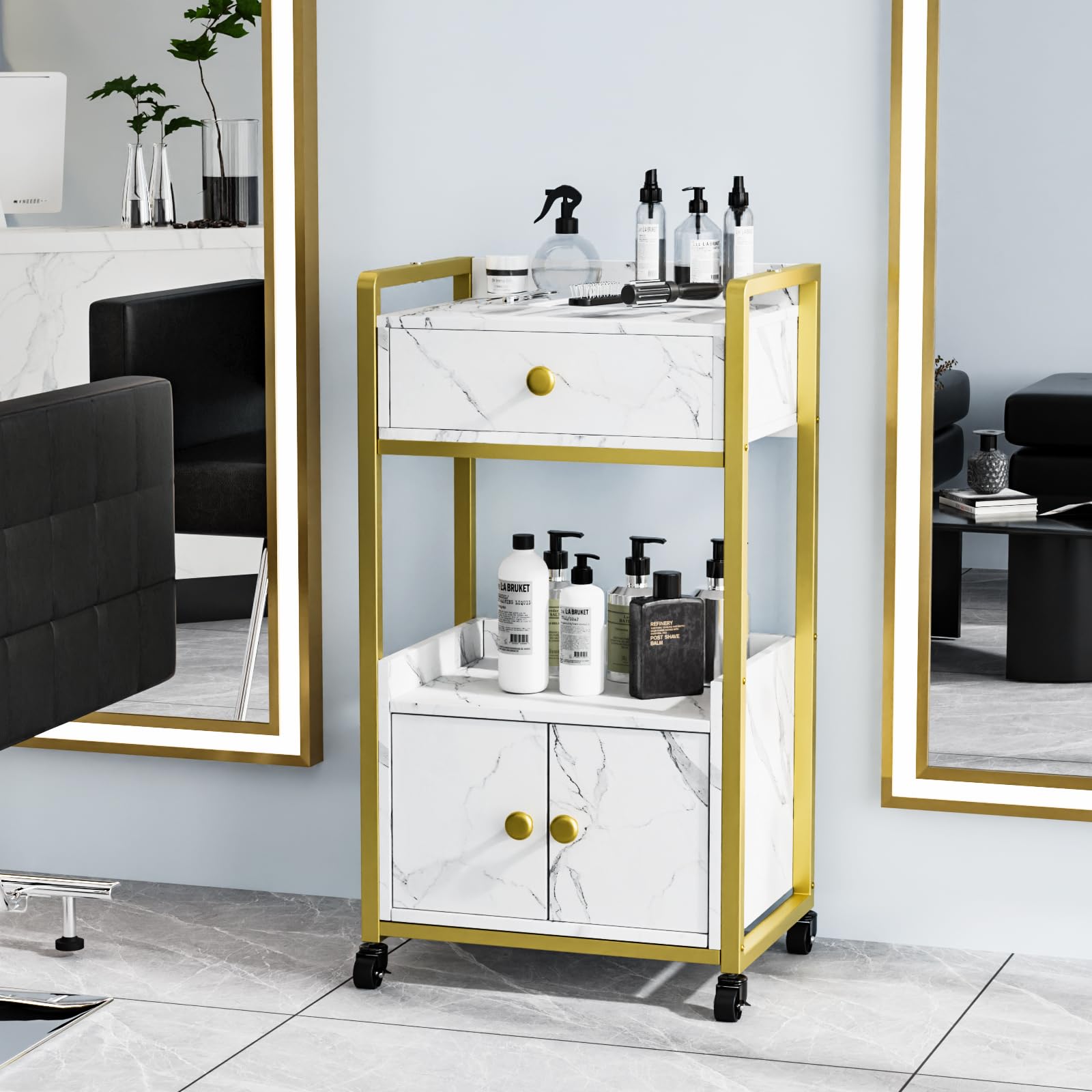 OmySalon Rolling Utility Esthetician Trolley Cart with Wheels