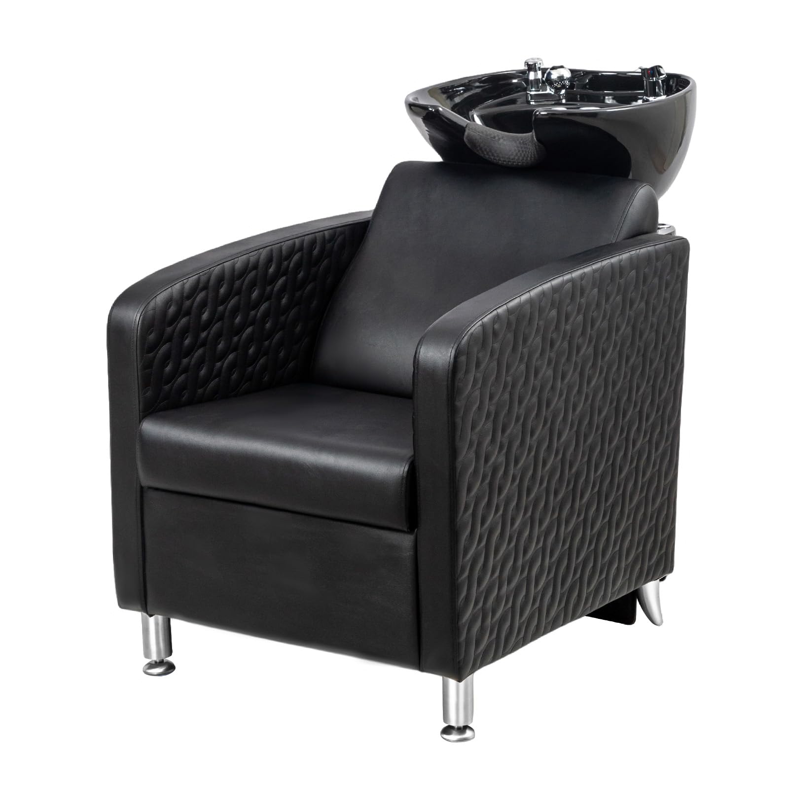 OmySalon BU1411 Salon Shampoo Bowl and Chair Backwash Unit with Tilting Porcelain Bowl