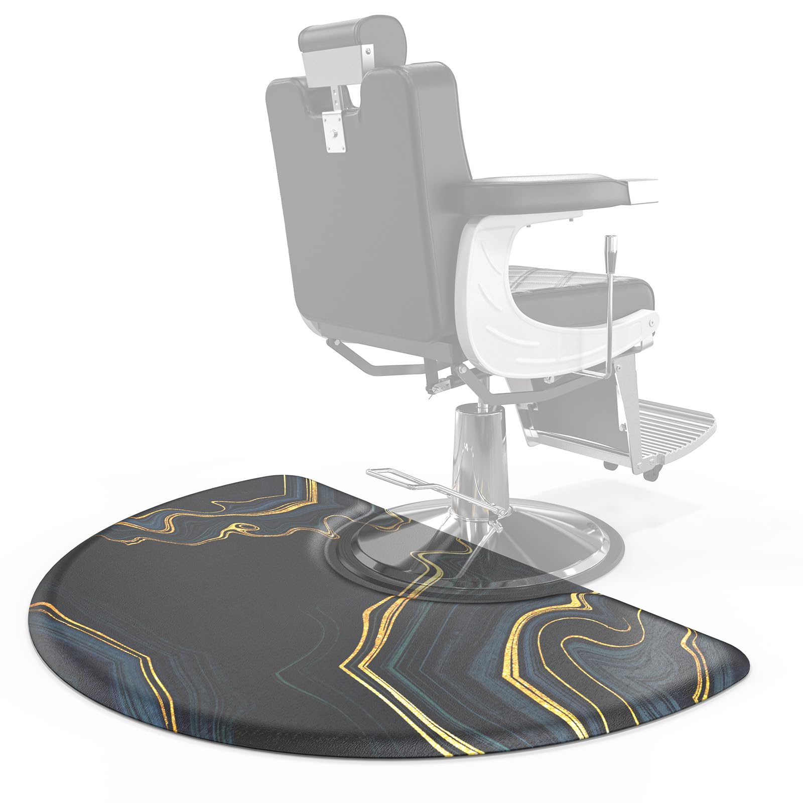 OmySalon 3'x5' Semi Circle Salon Anti Fatigue Mat with Round Cutout 5/8" Thick