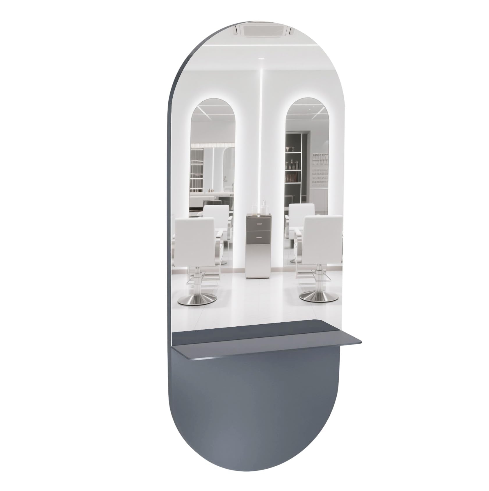 OmySalon SMC Large Oval Wall Mounted Full Body Mirror with Removable Shelf