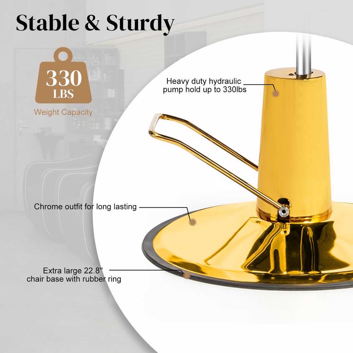 OmySalon SC3501 All Purpose Heavy Duty Hydraulic Reclining Salon Chair w/Headrest and Wave-pattern Armrests