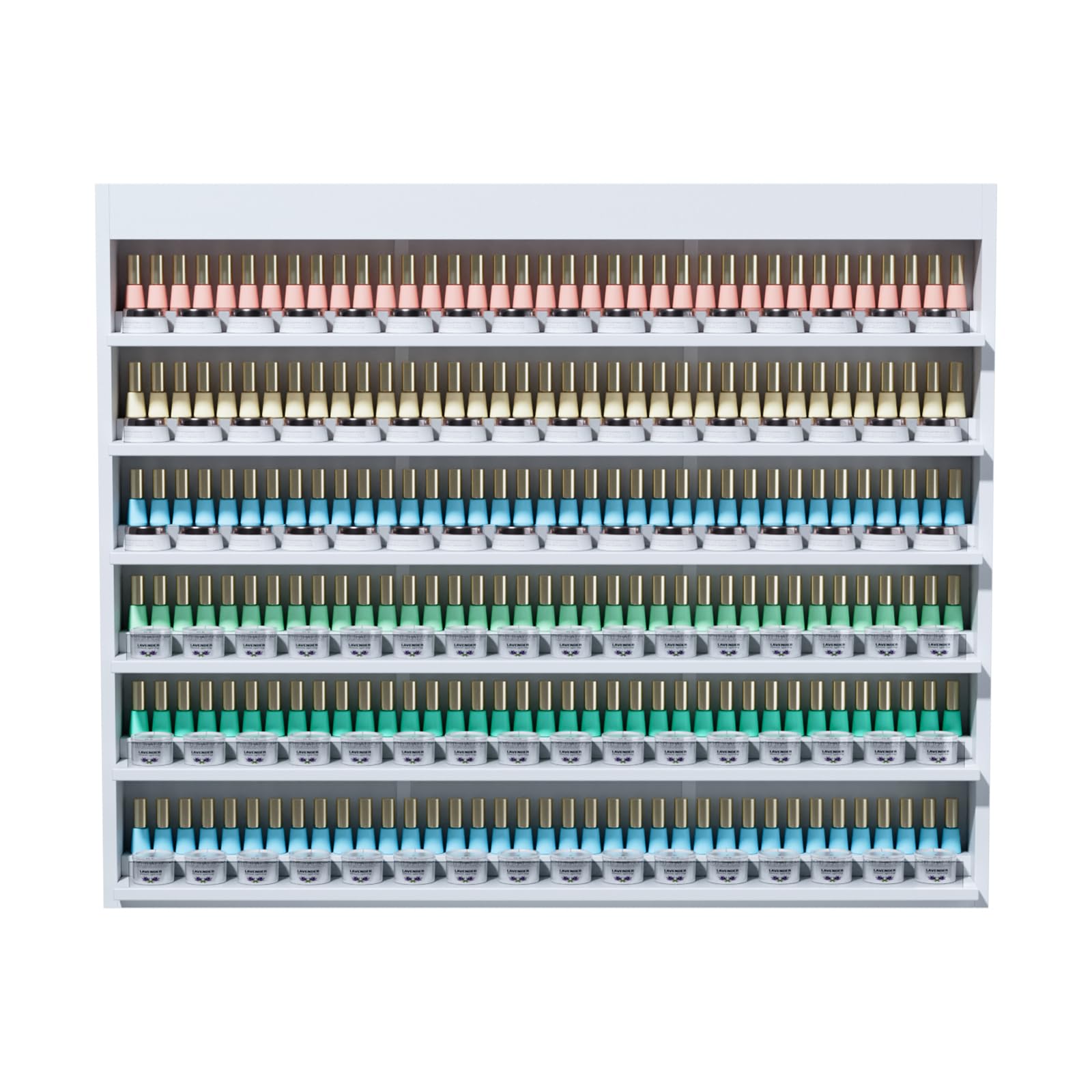 OmySalon Double 6-Tier Wall Mount Nail Polish & Powder Organizer Rack with Acrylic Barriers