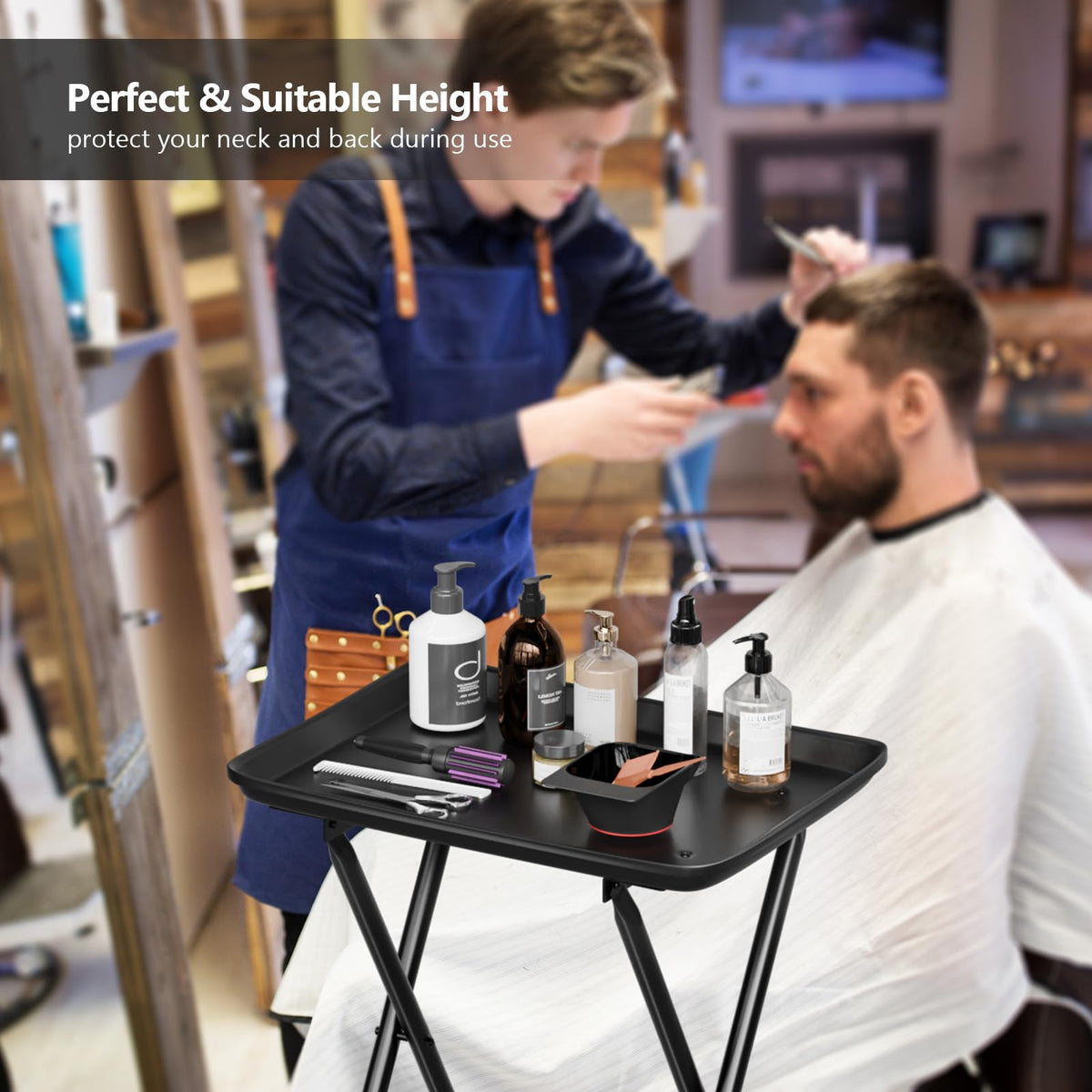 OmySalon ST1401 Foldable Rolling Salon Tray Trolley Cart on Wheels