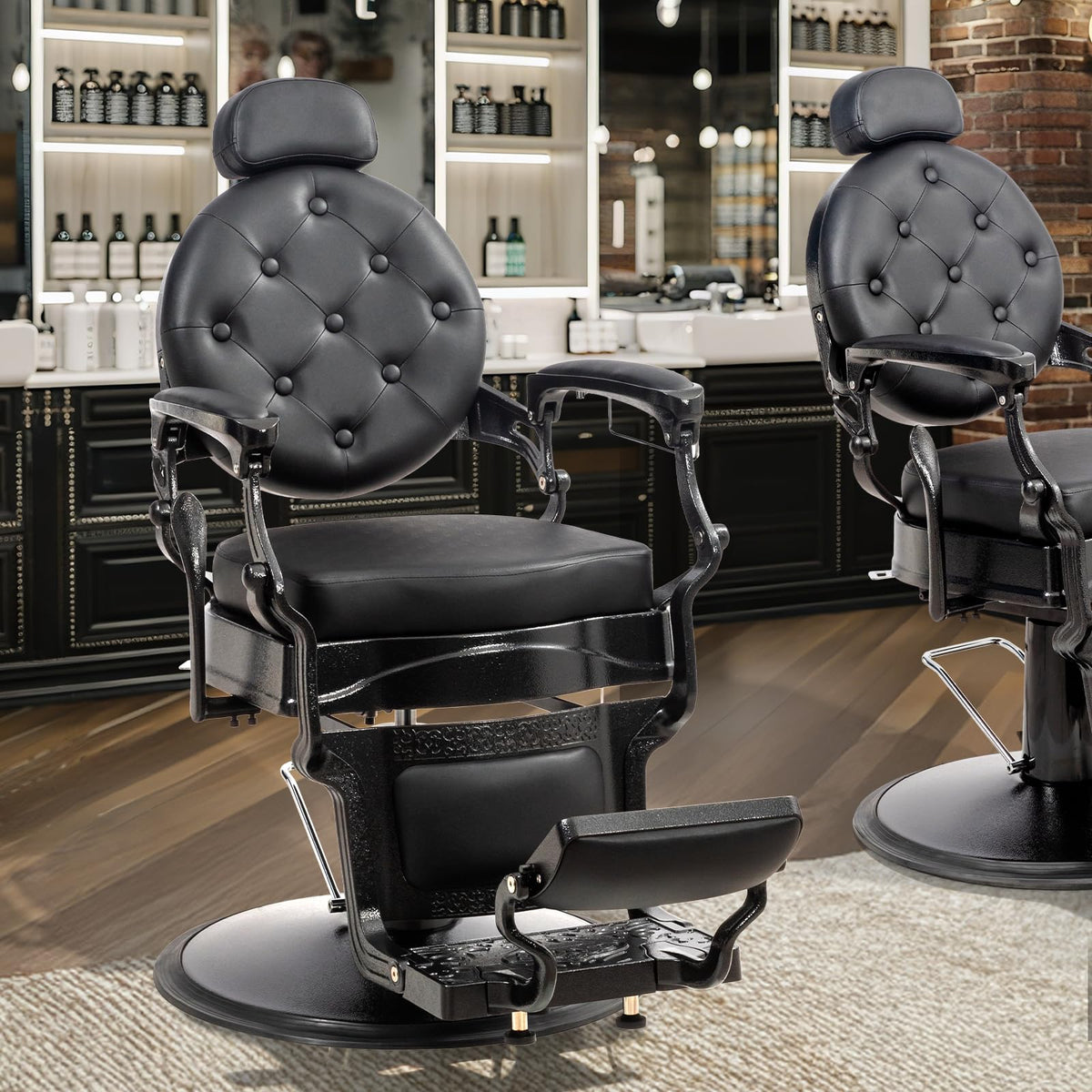 OmySalon BC1604 Retro Heavy Duty Hydraulic Recline Barber Chair