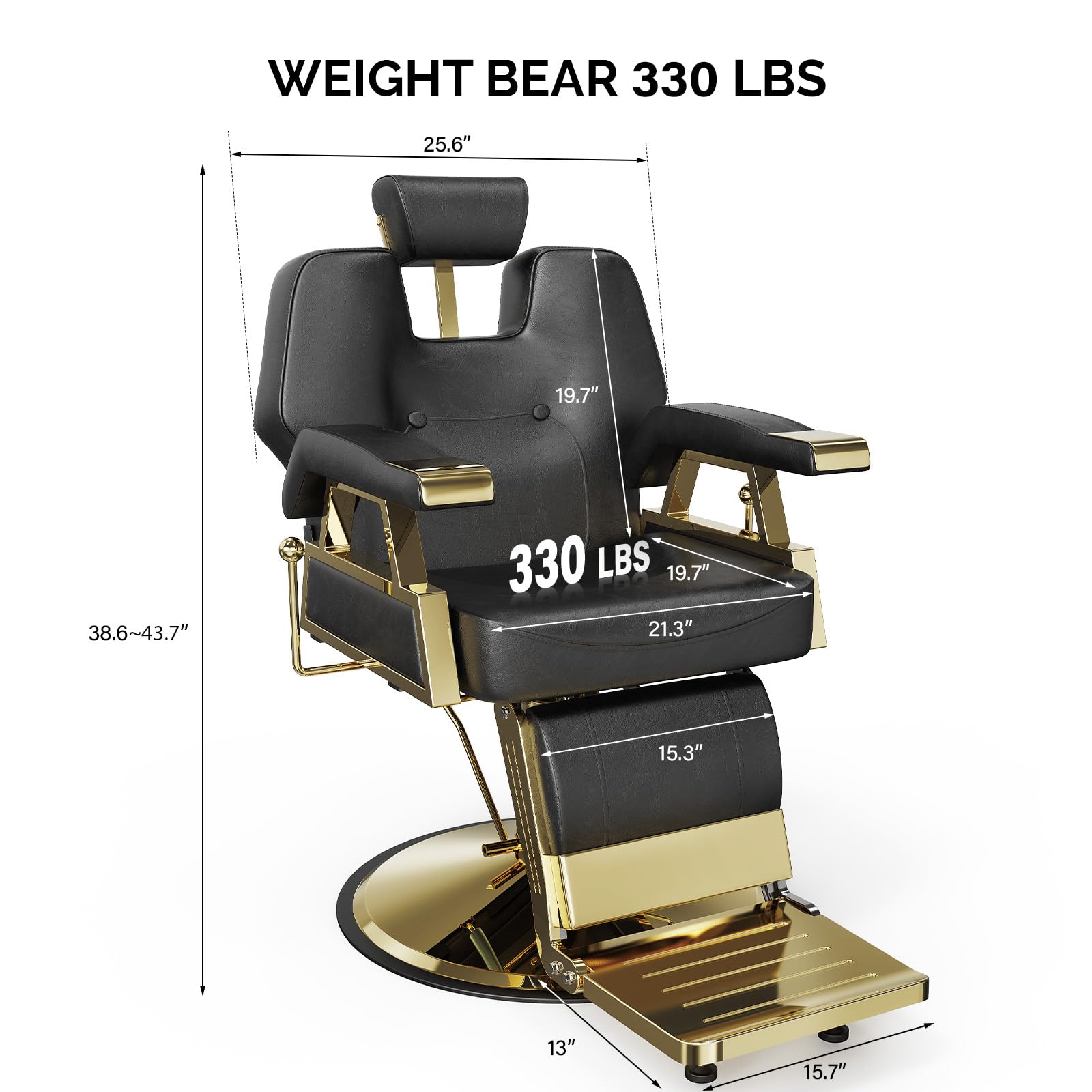 OmySalon BC1501 Professional Heavy Duty Hydraulic Reclining Barber Chair